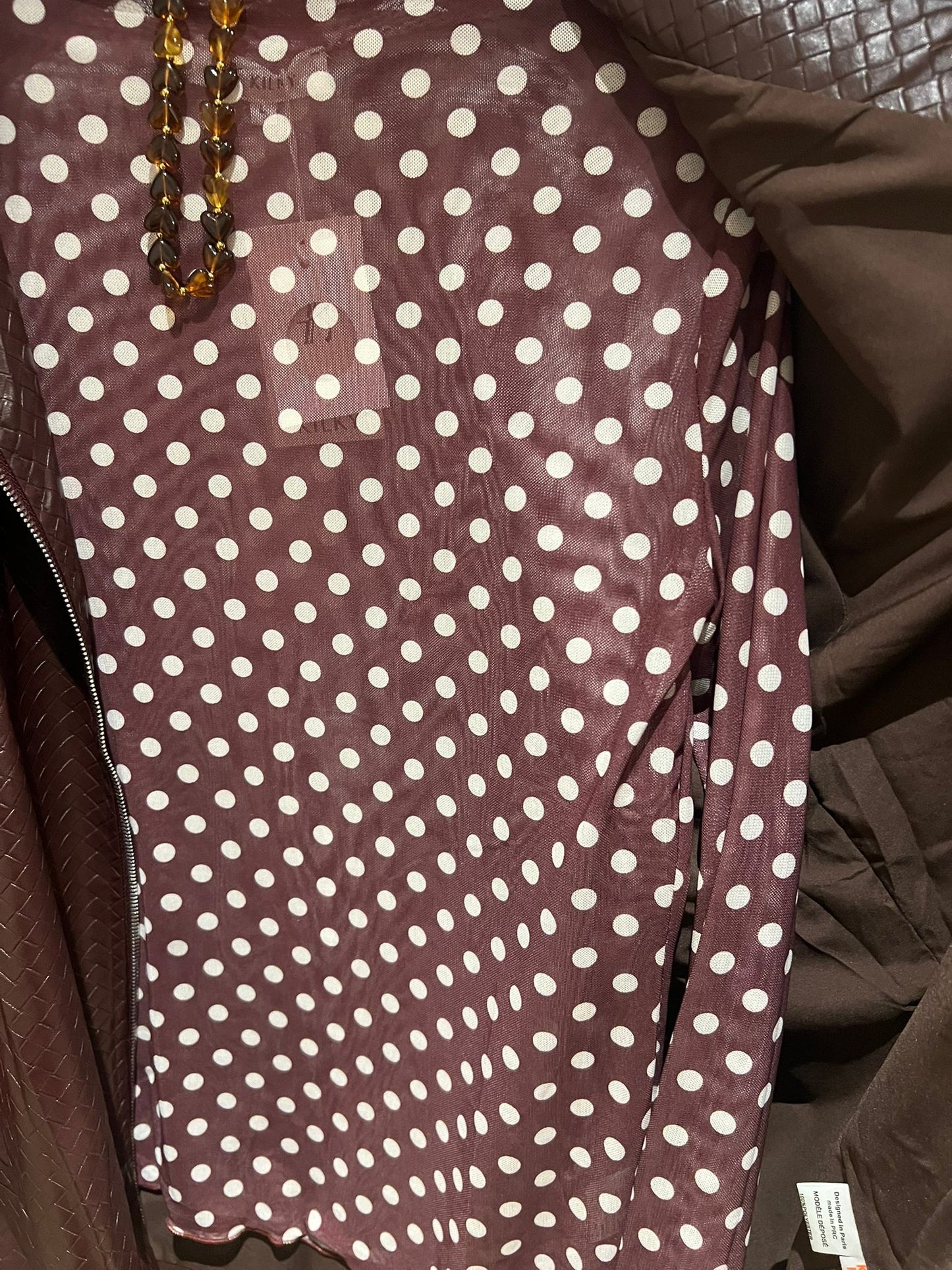 Mesh Top Dots Bordeaux