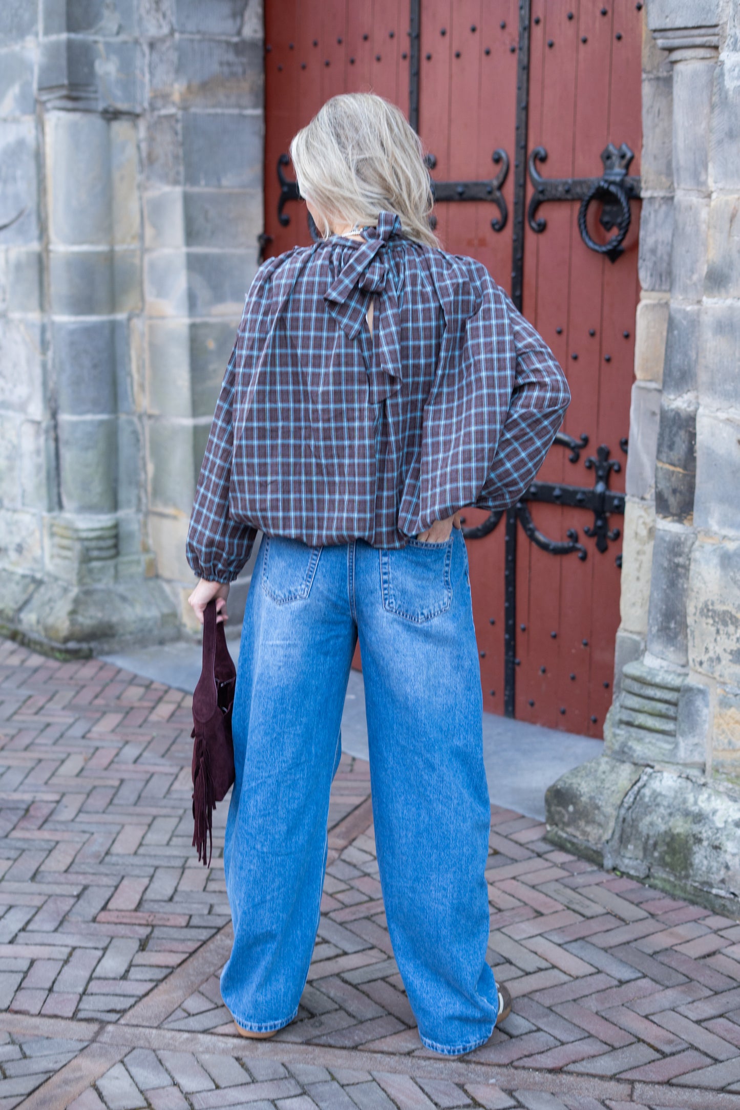 Blouse Fien bruin blauw