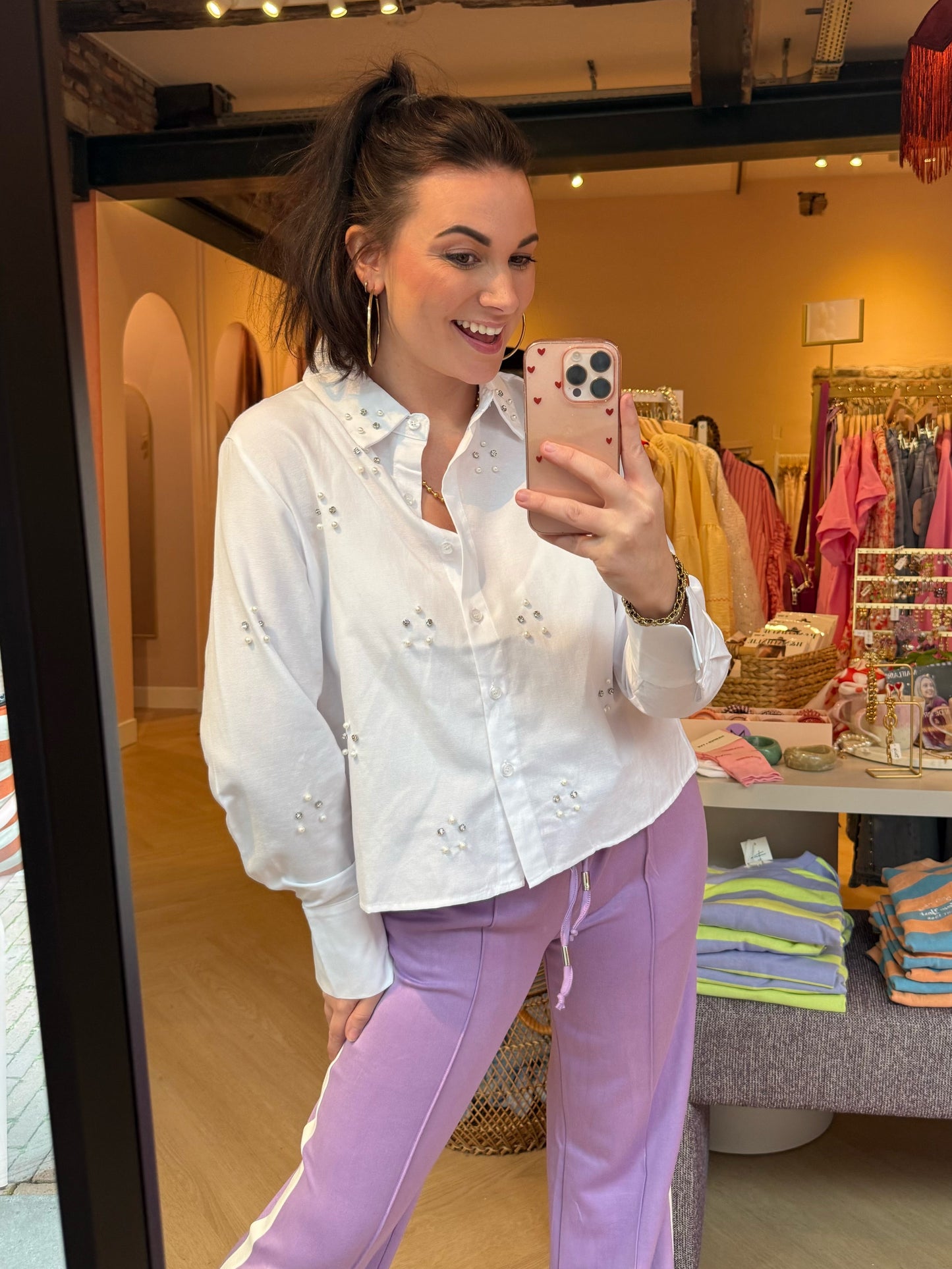 Blouse Brenda Wit Steentjes