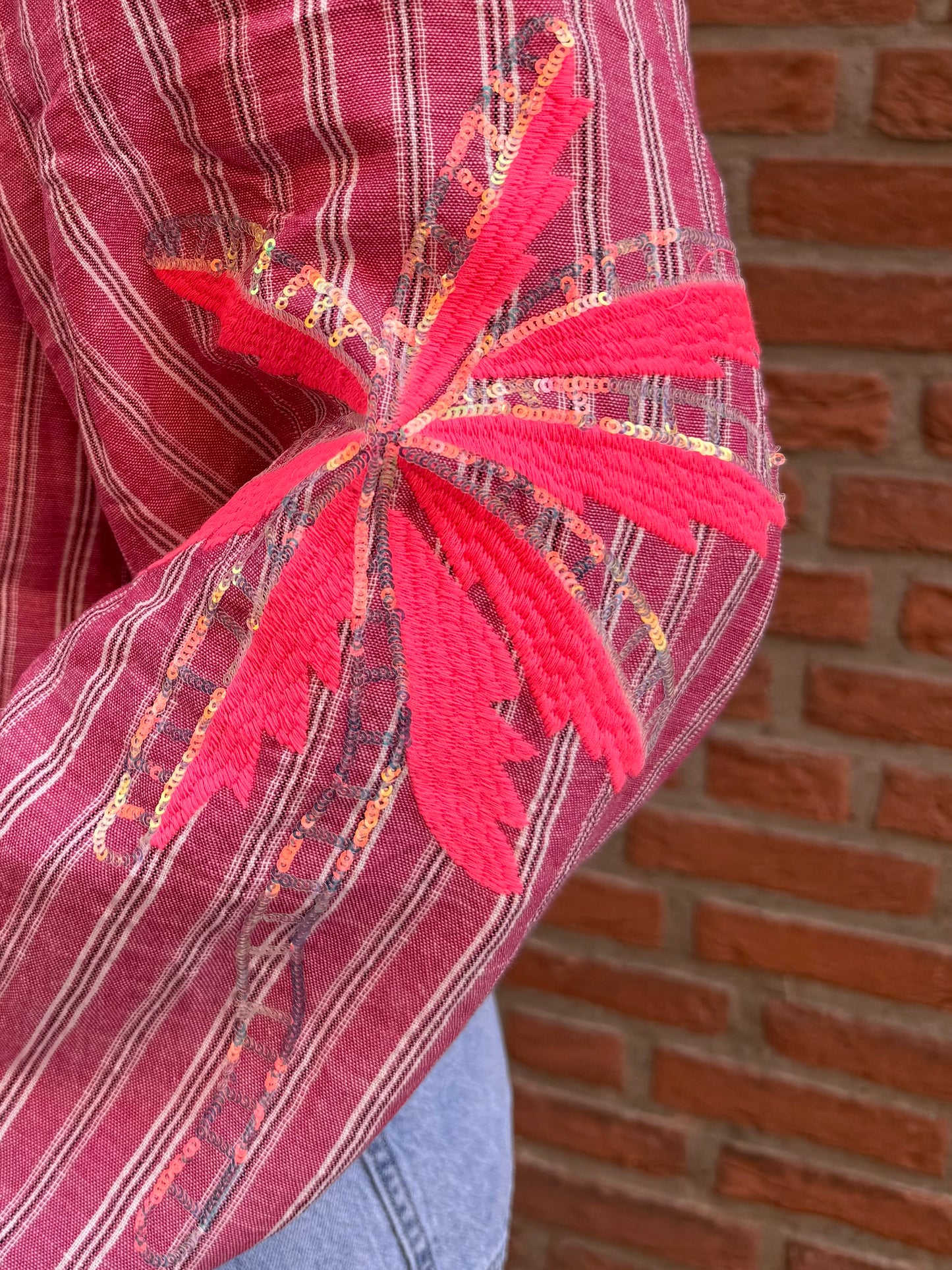 Blouse Palm Neon Roze
