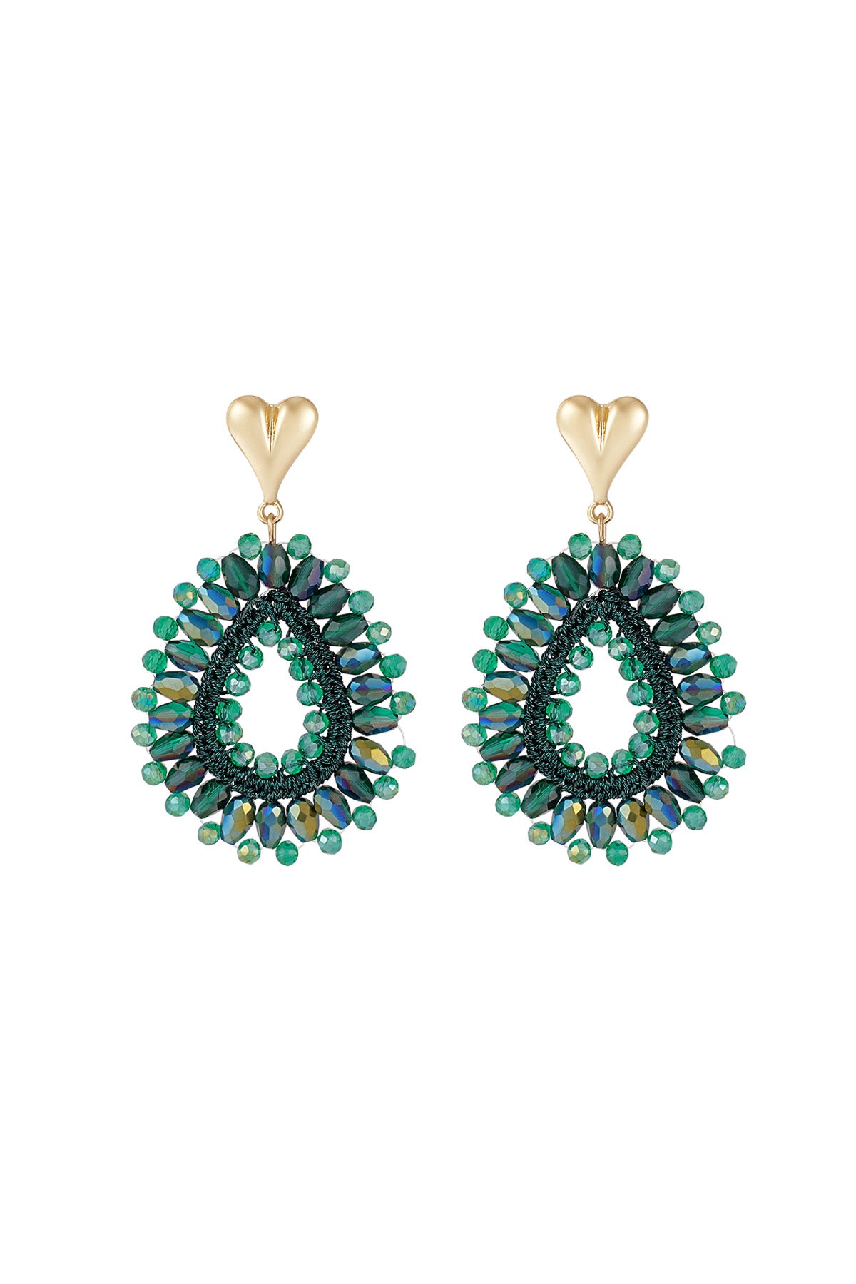 Earrings Beaded Love Green