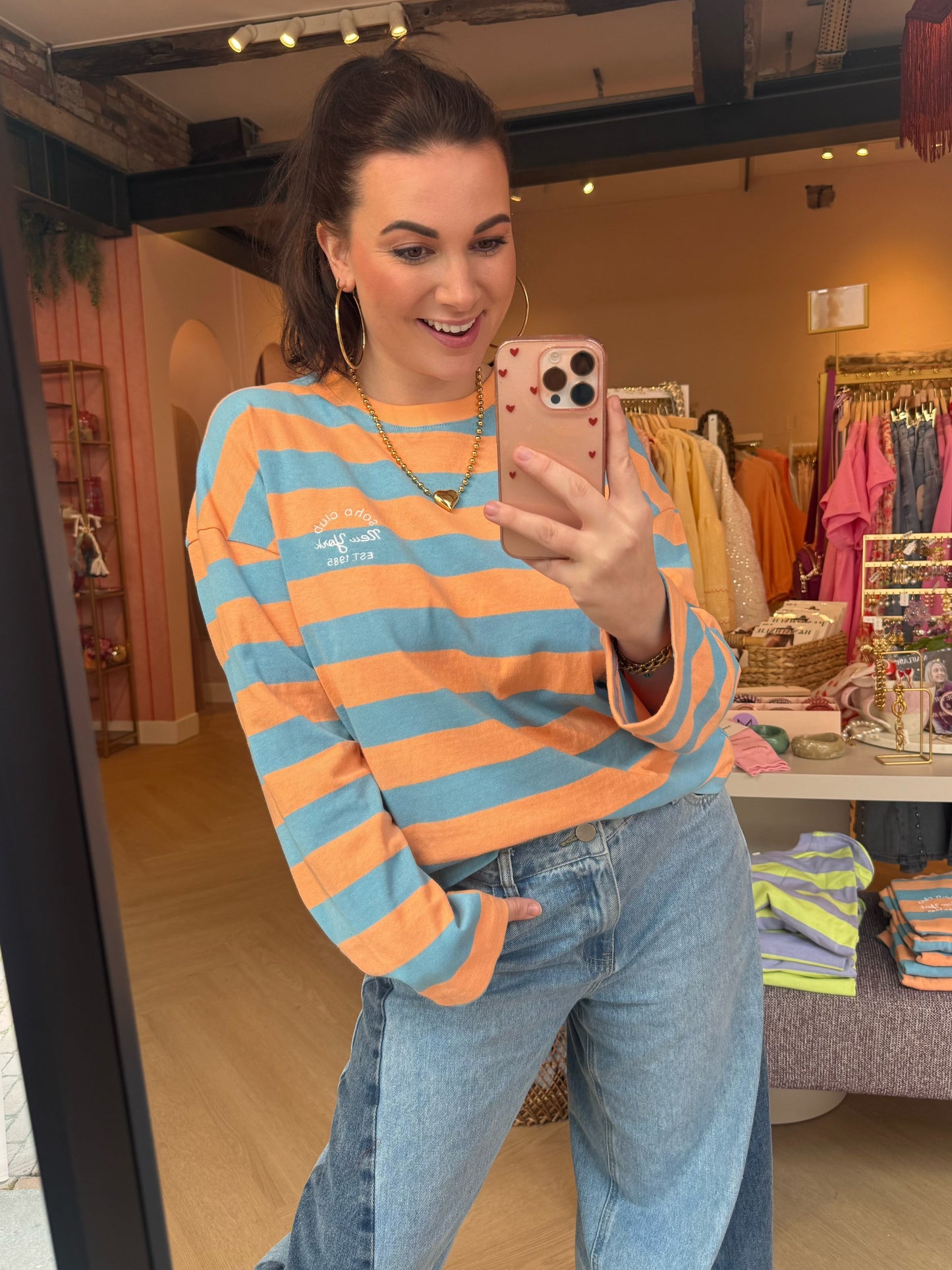 Longsleeve Soho Club Peachy Blauw