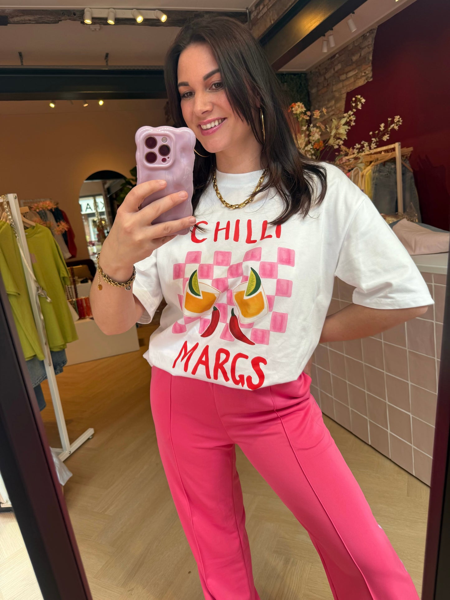 Wit T-Shirt met opdruk Chilli