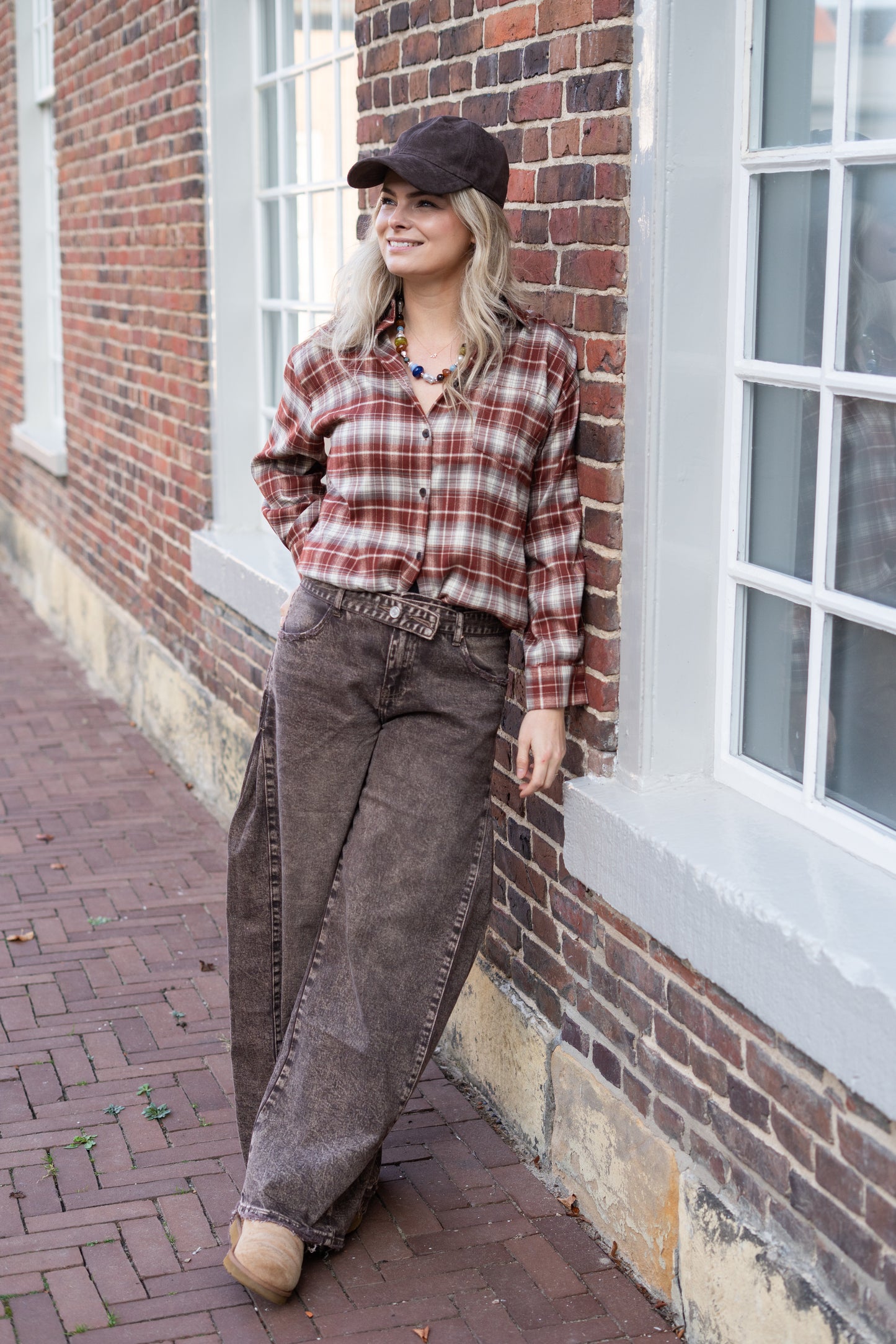 Blouse Liv bordeaux geruit