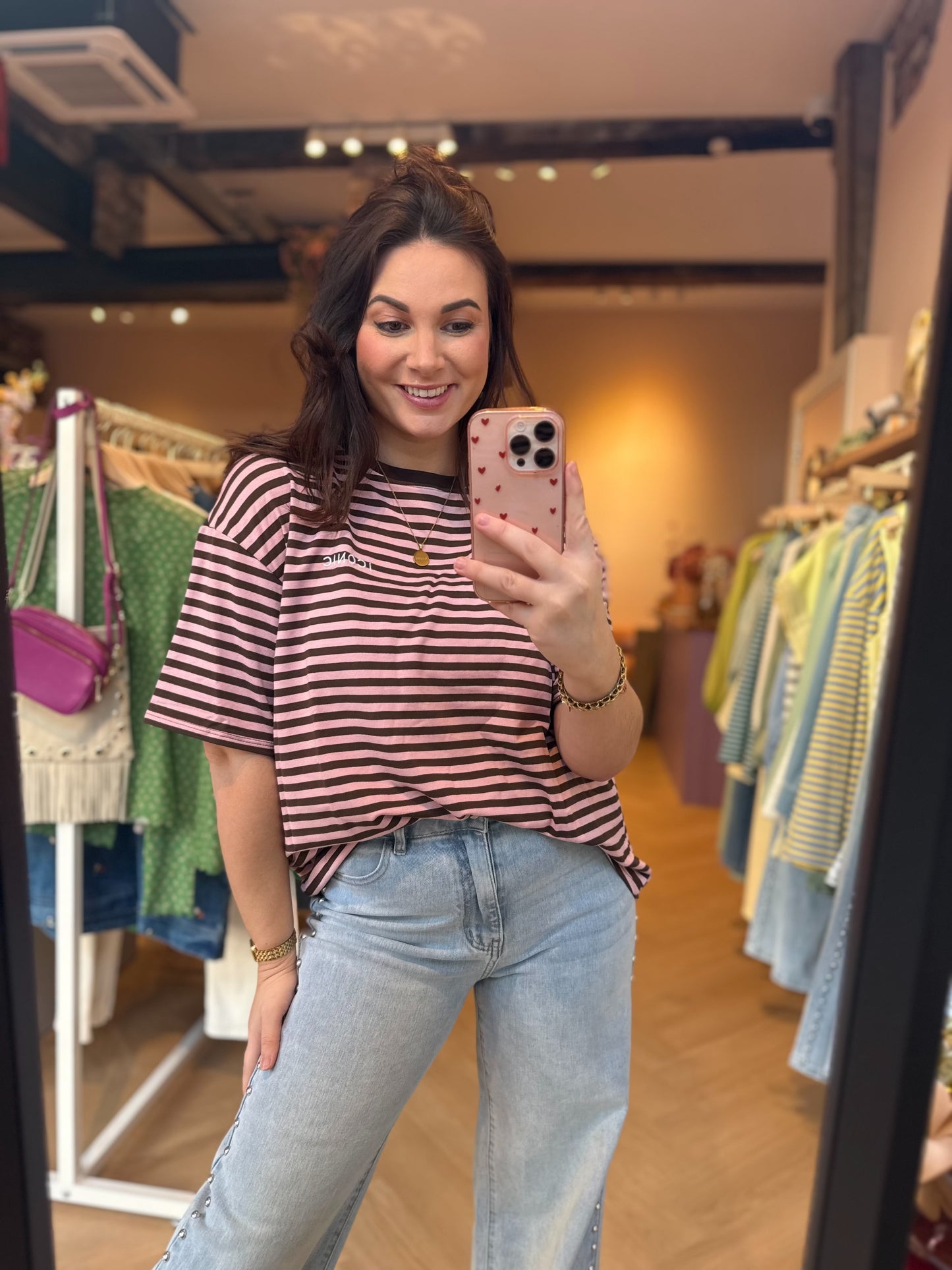 T-shirt Iconic Bruin Roze