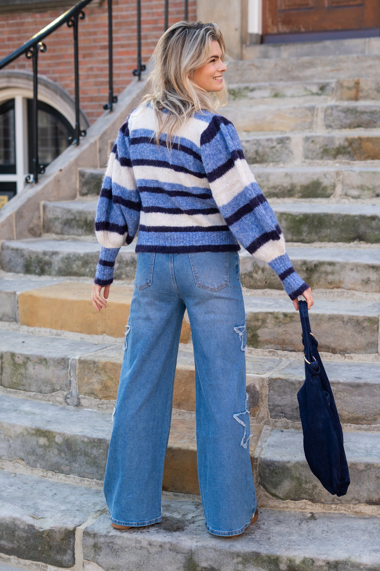 Vest Mona blauwe gestreept