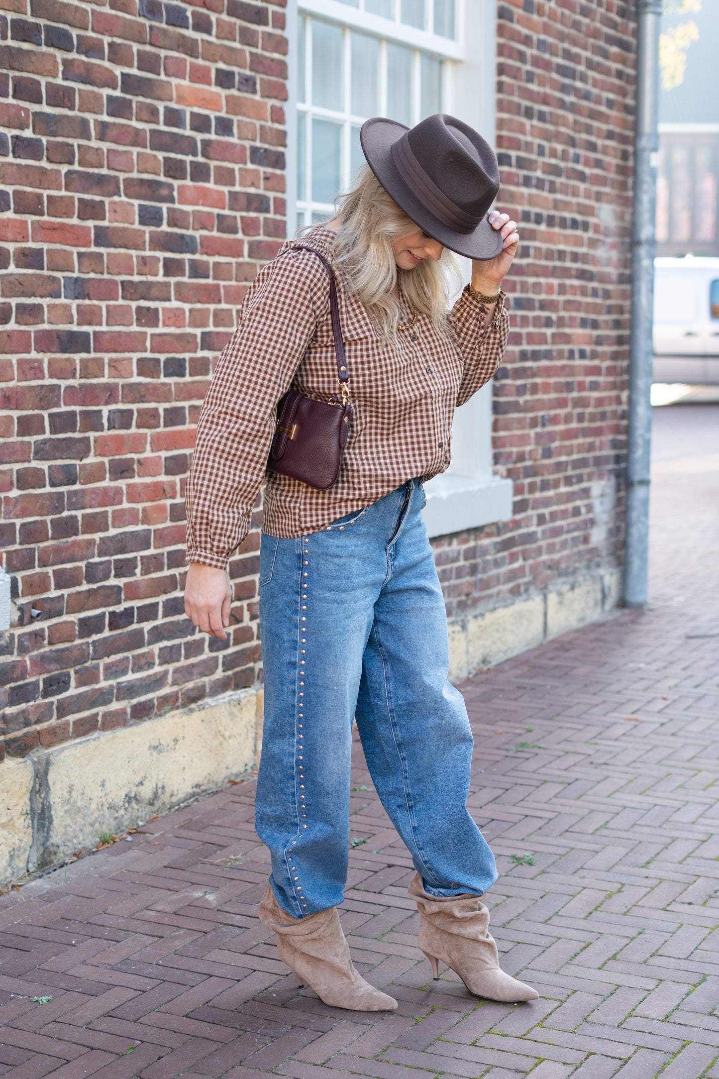 Barrel Jeans Eva met studs