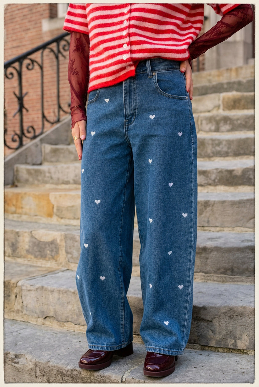 Barrel Jeans Lovely met hartjes