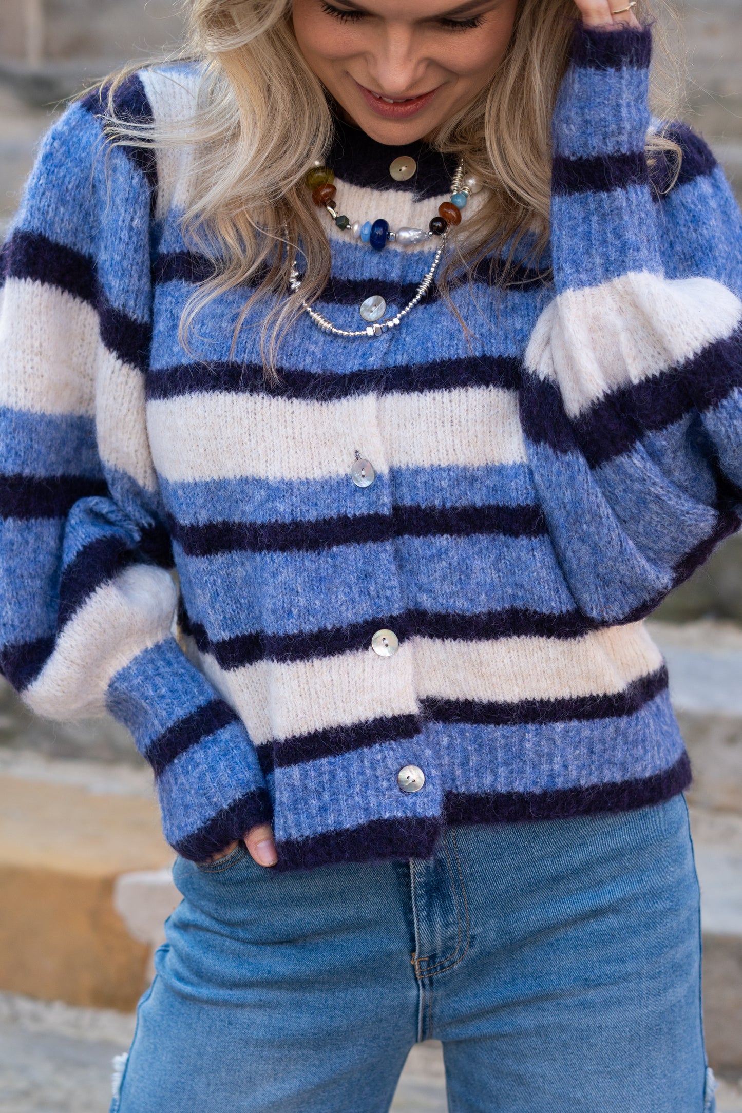 Vest Mona blauwe gestreept