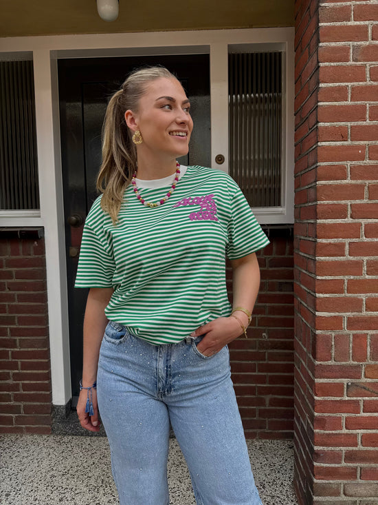 Colourful Rebel Puff Logo Stripe Tee