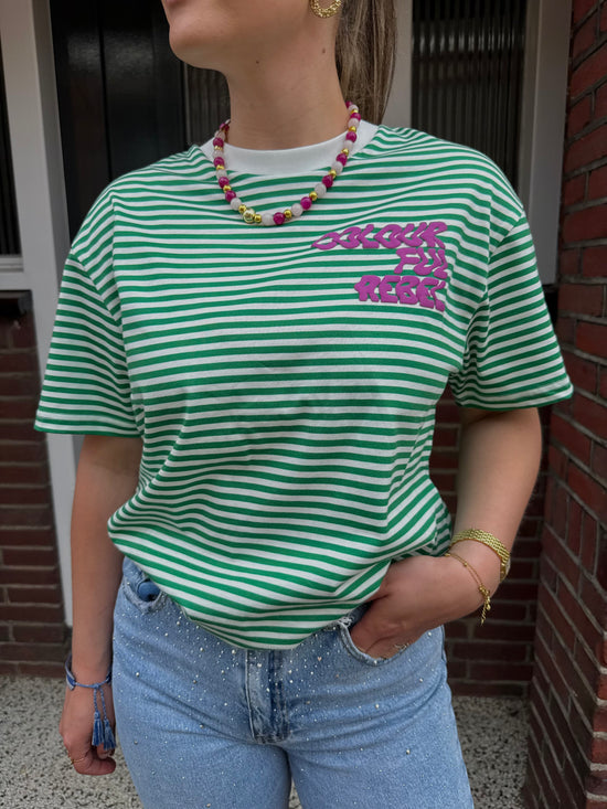 Colourful Rebel Puff Logo Stripe Tee