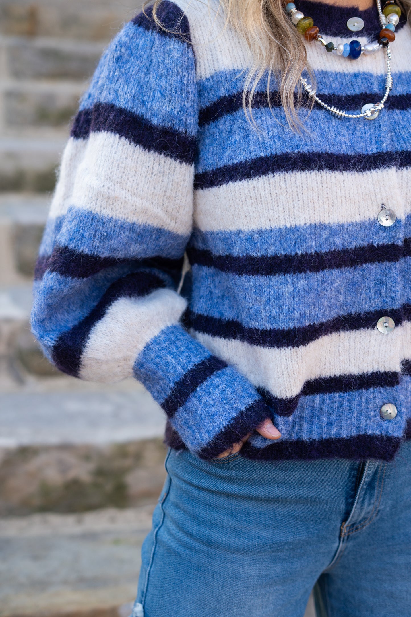 Vest Mona blauwe gestreept