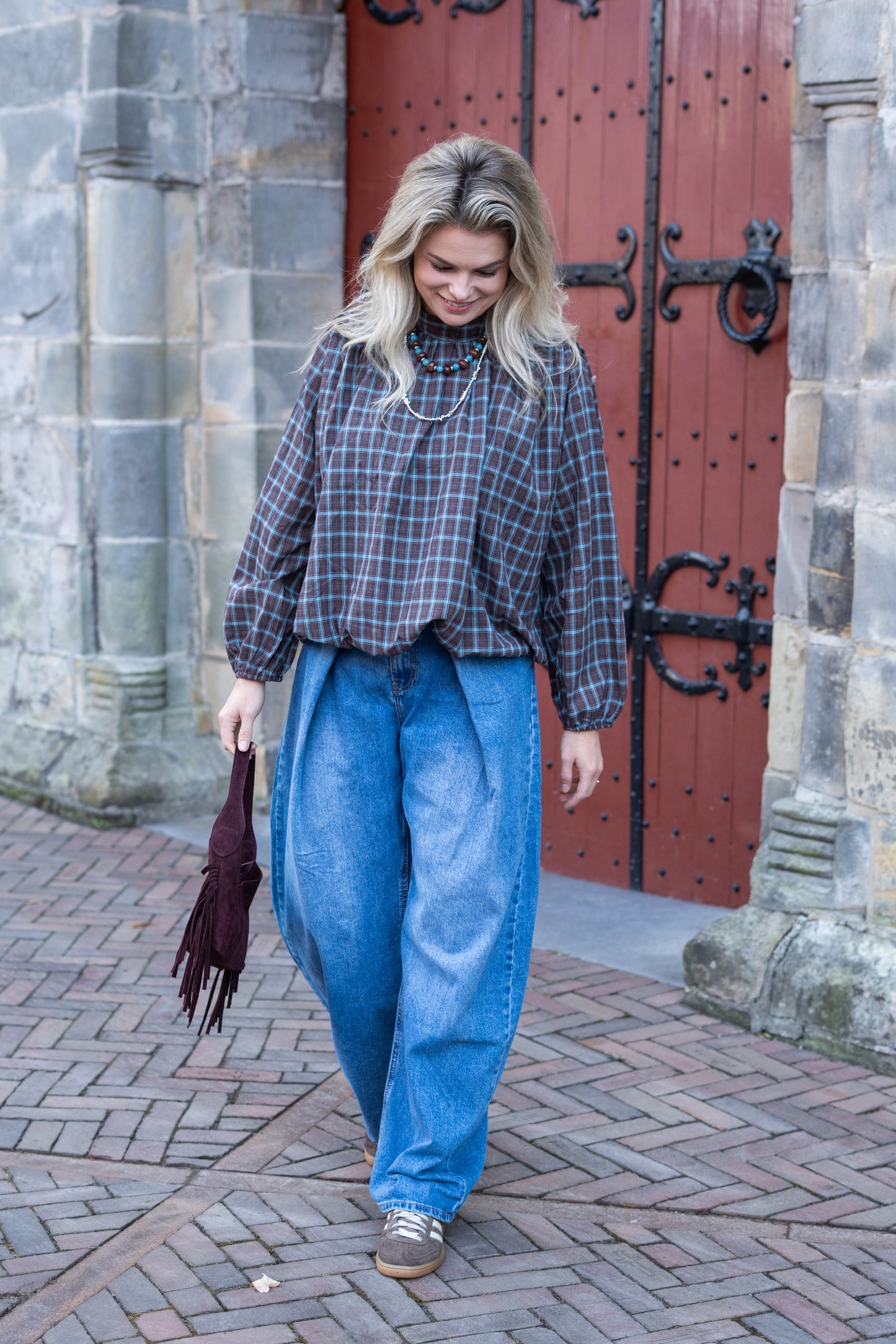 Blouse Fien bruin blauw
