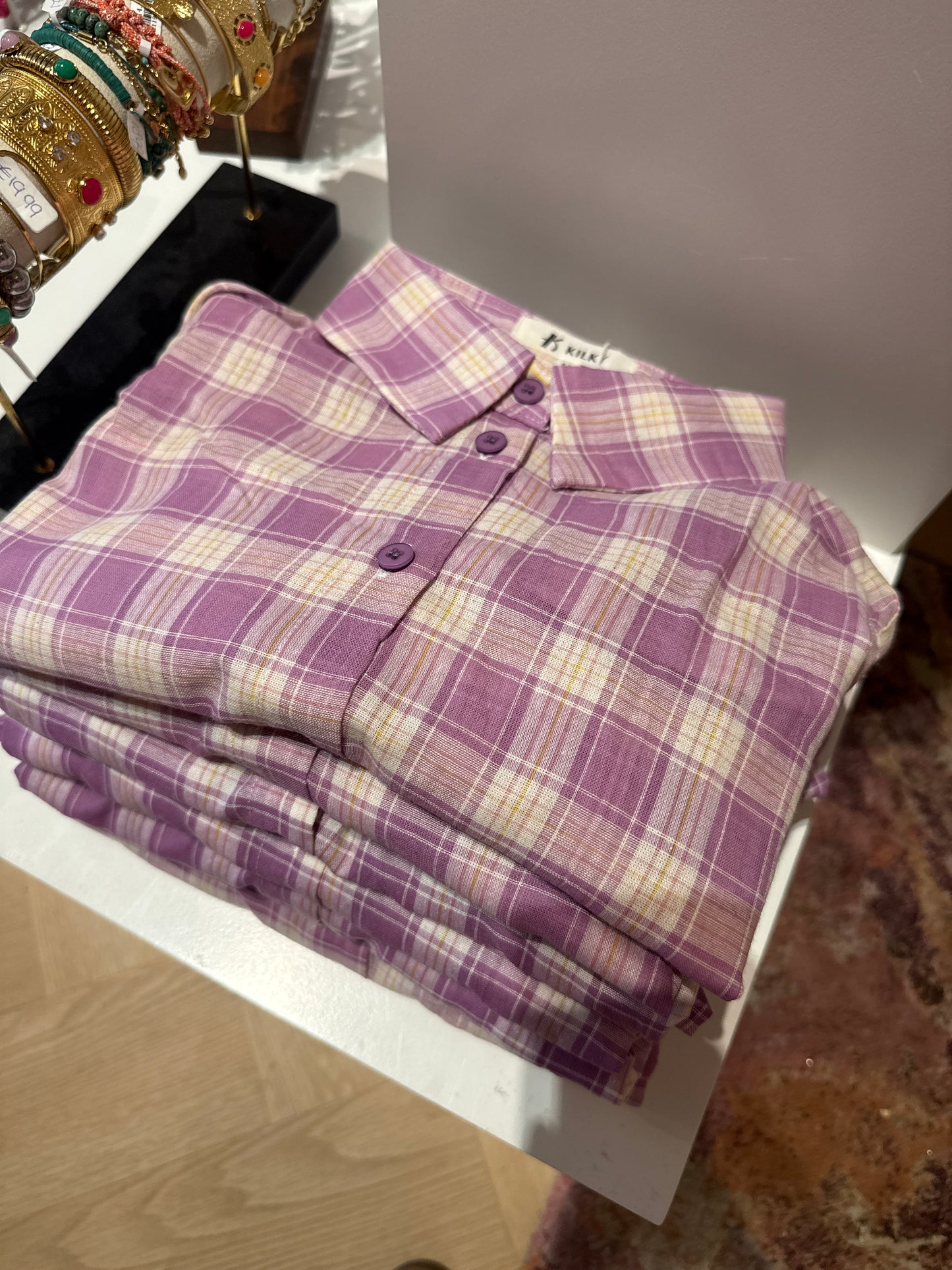 Blouse Nomi Lila Geblokt