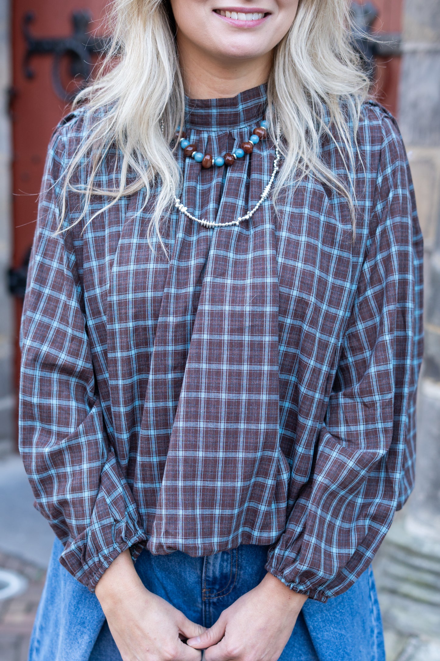 Blouse Fien bruin blauw