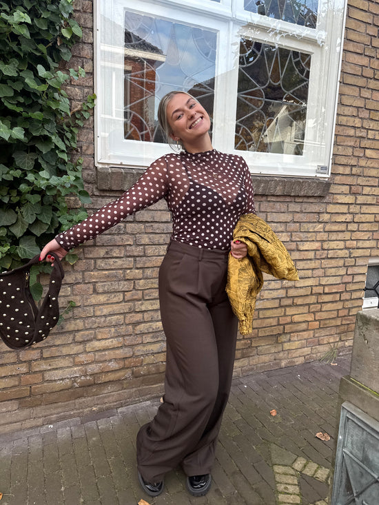 Mesh Top Dots Bruin