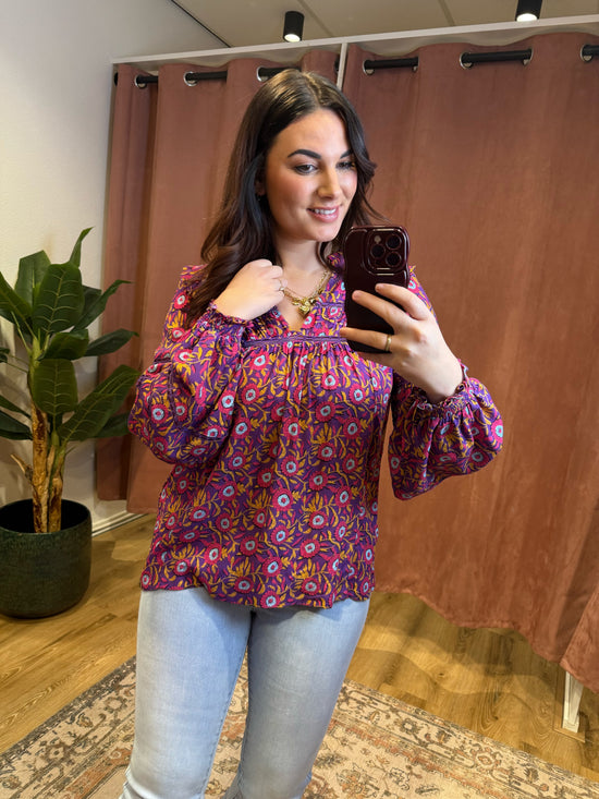 Harper & Yve Blouse Jess - Roze gebloemde viscose blouse