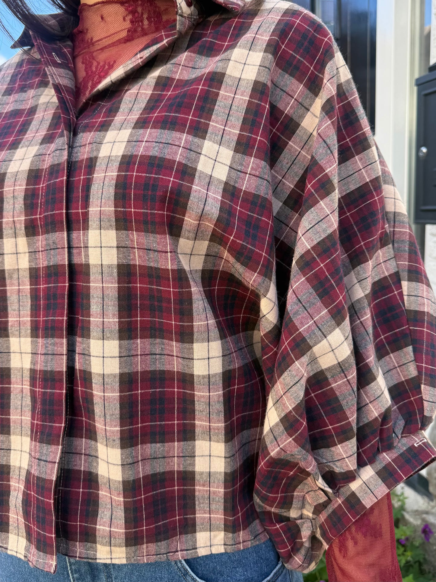 Blouse Femke rood geblokt