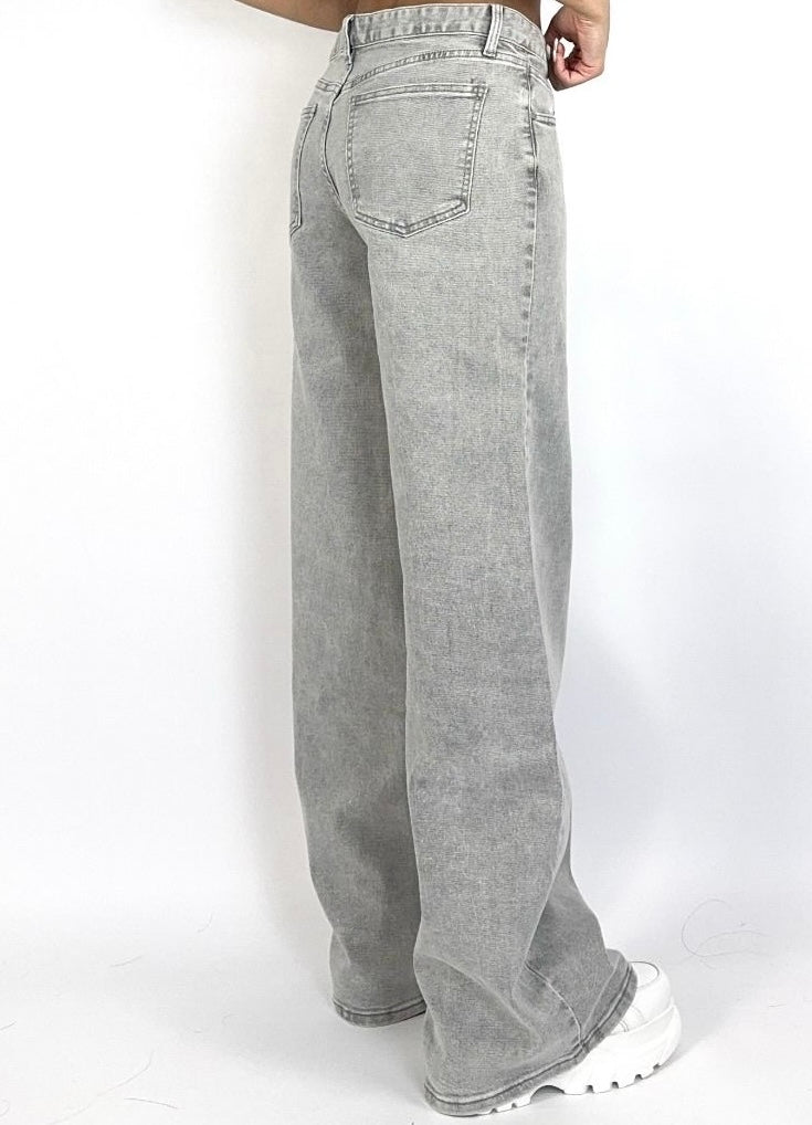 Jeans Liv Mid Waist Extra Long Light Grey