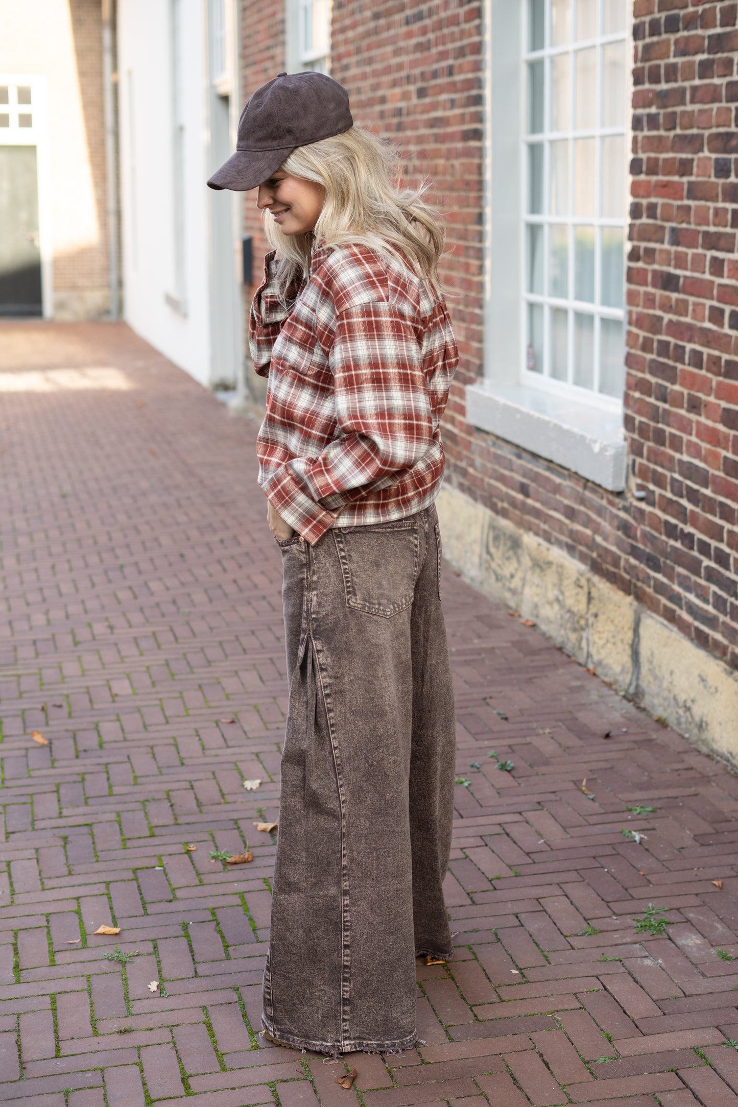 Blouse Liv bordeaux geruit