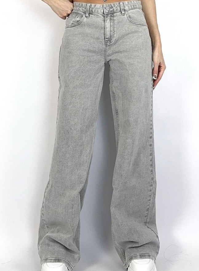 Jeans Liv Mid Waist Extra Long Light Grey