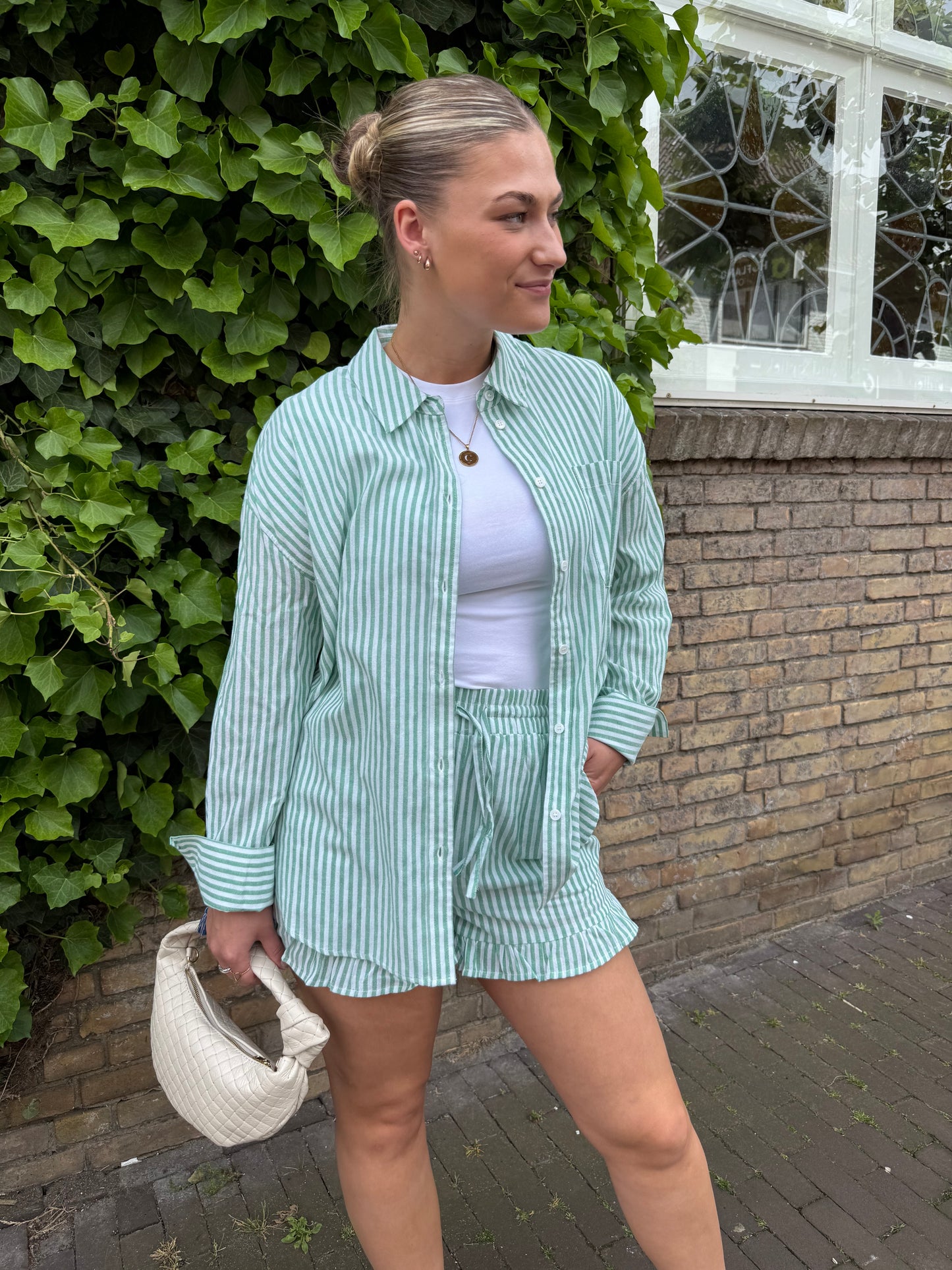 Colourful Rebel Blouse Talia Striped Bright Green
