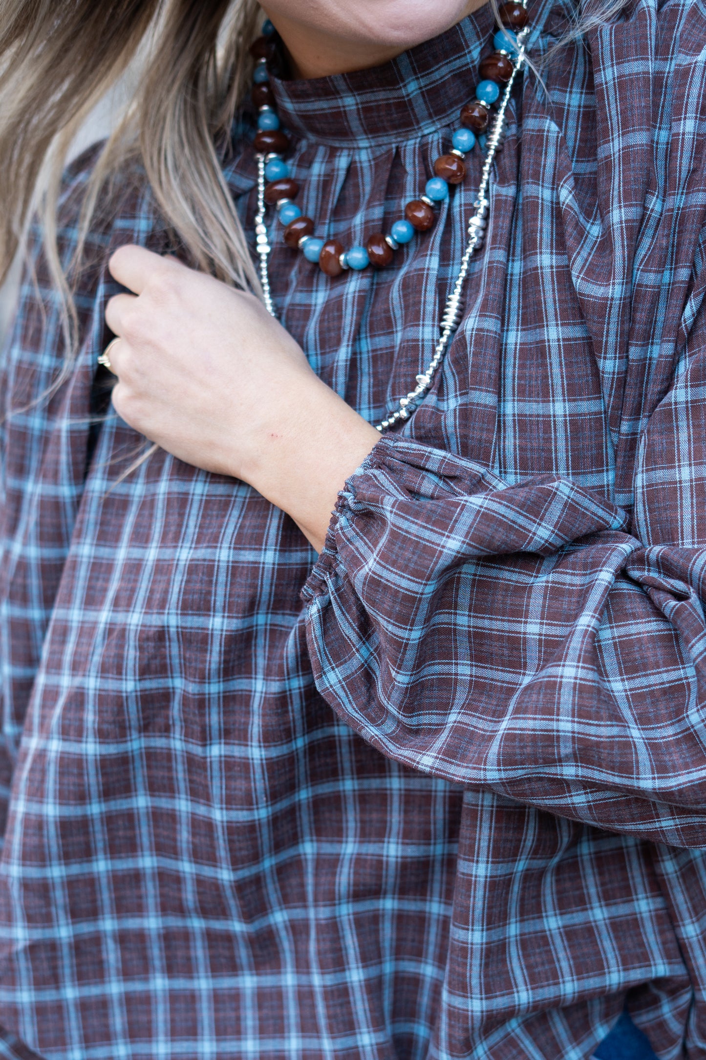 Blouse Fien bruin blauw
