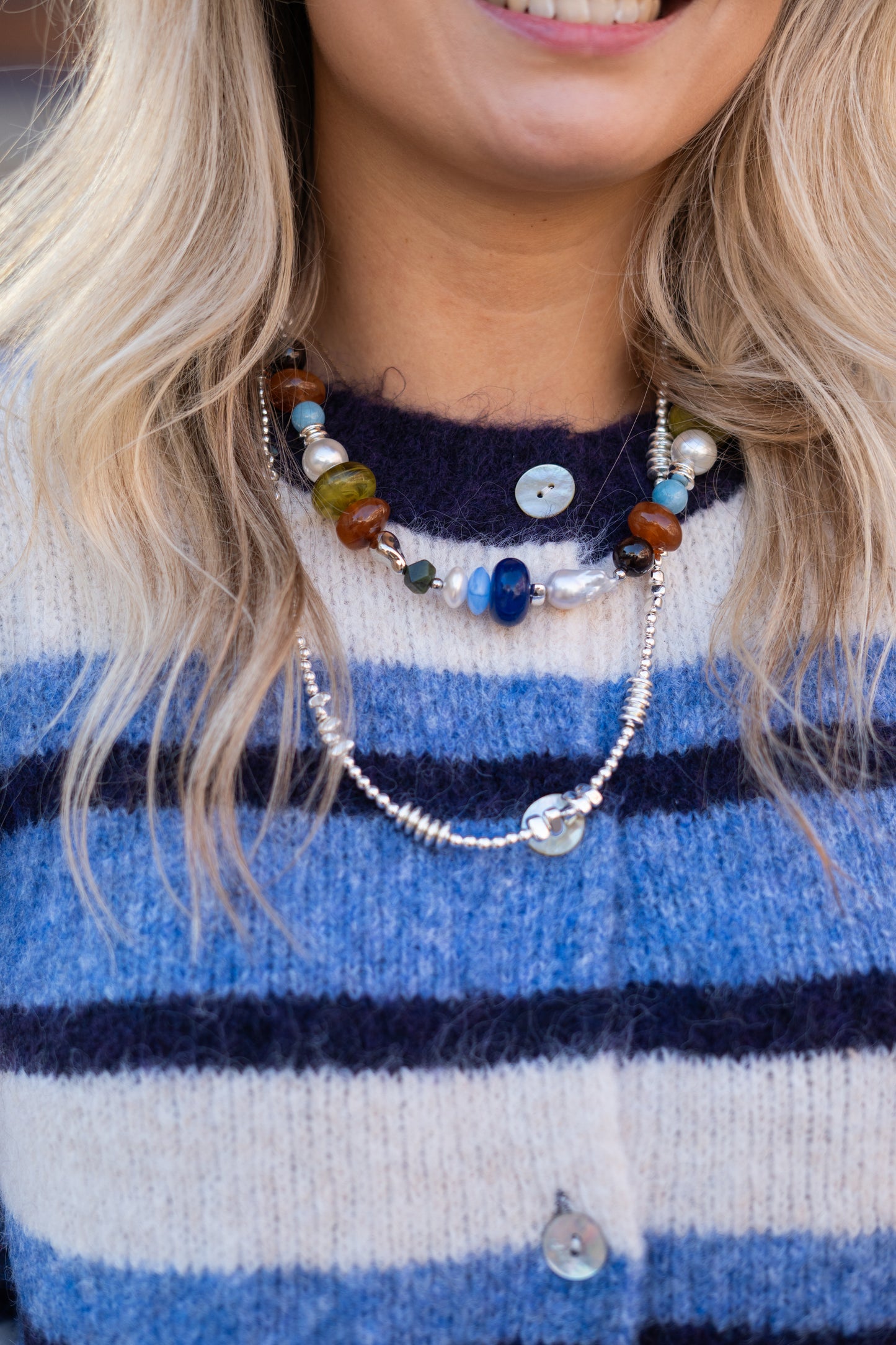 Vest Mona blauwe gestreept