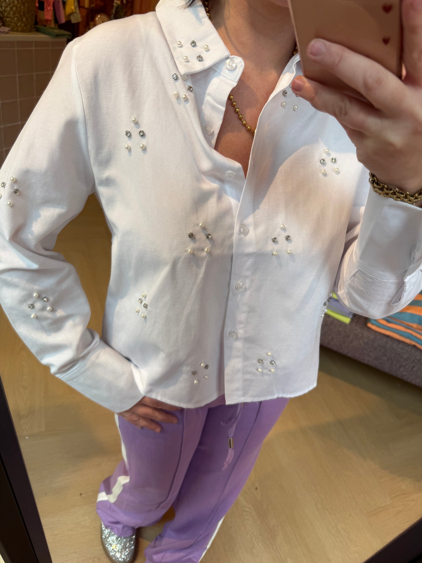 Blouse Brenda Wit Steentjes
