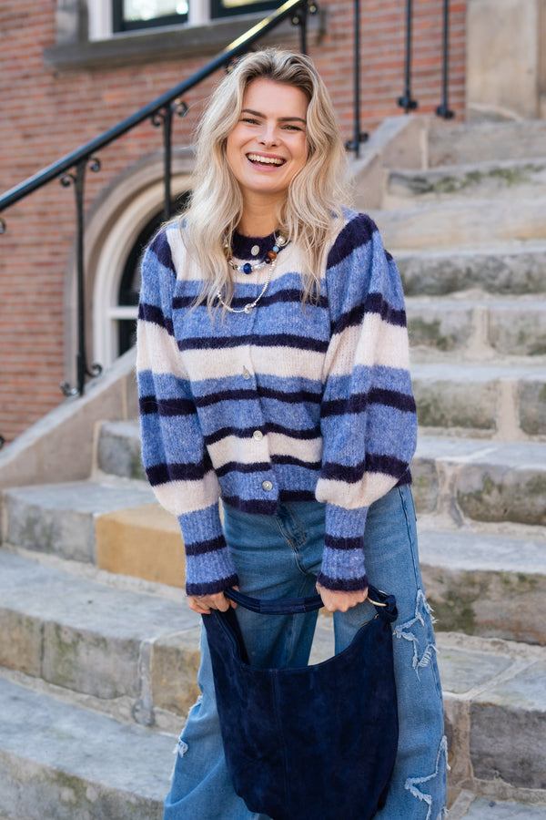 Vest Mona blauw gestreept