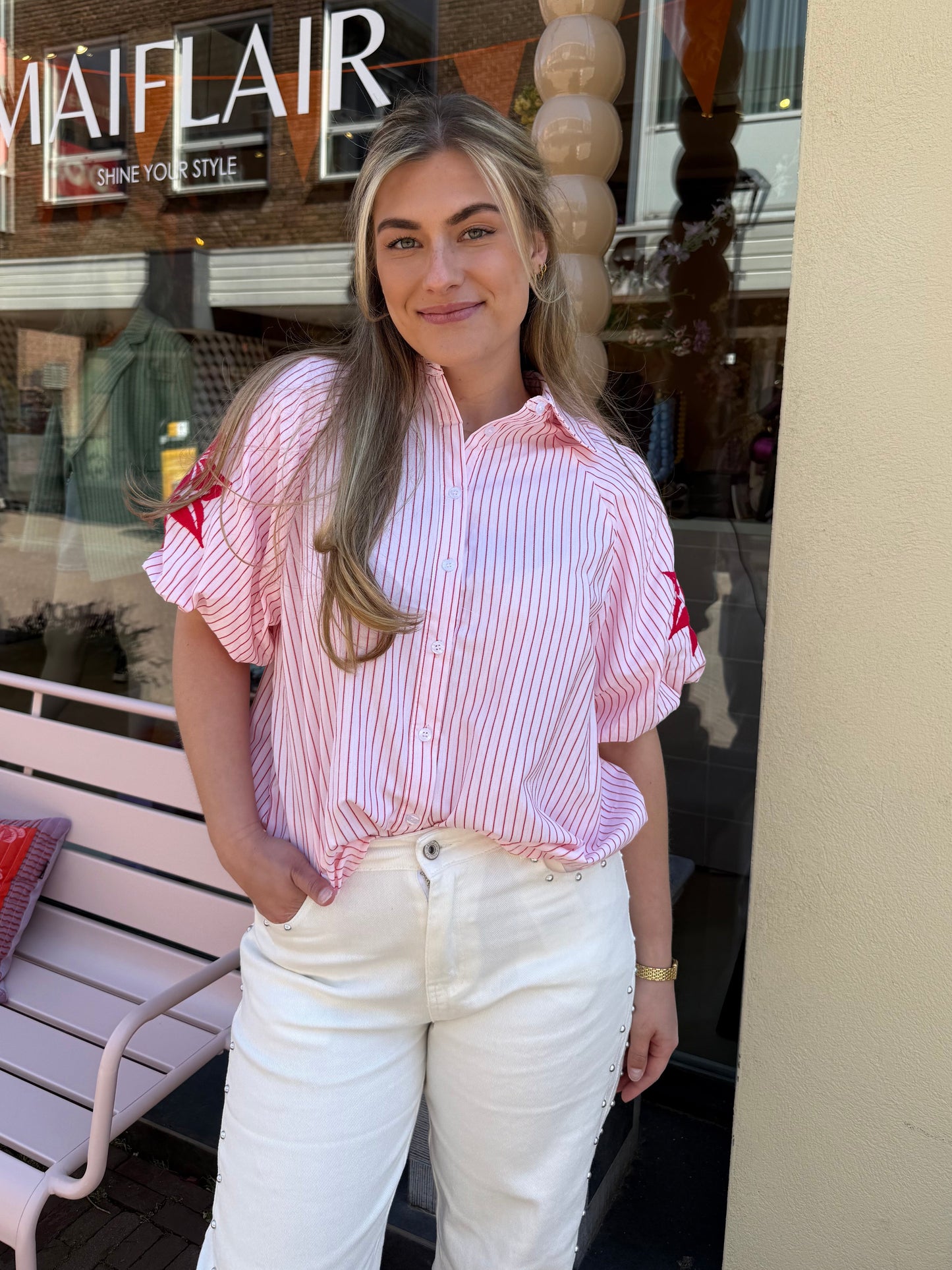 Blouse Tanja Roze Rood