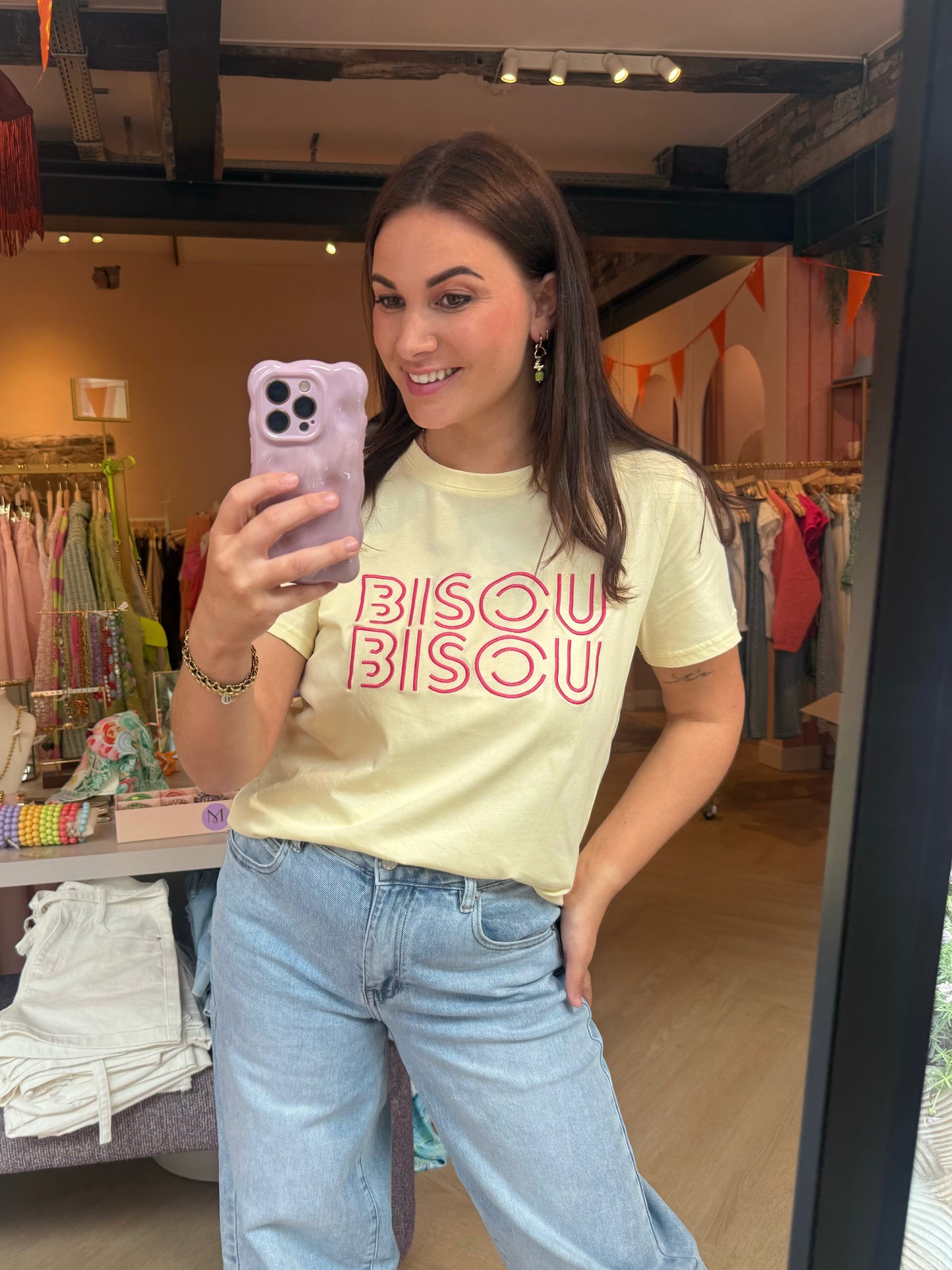 Botergele met Fuchsia T-Shirt Bisou Bisou