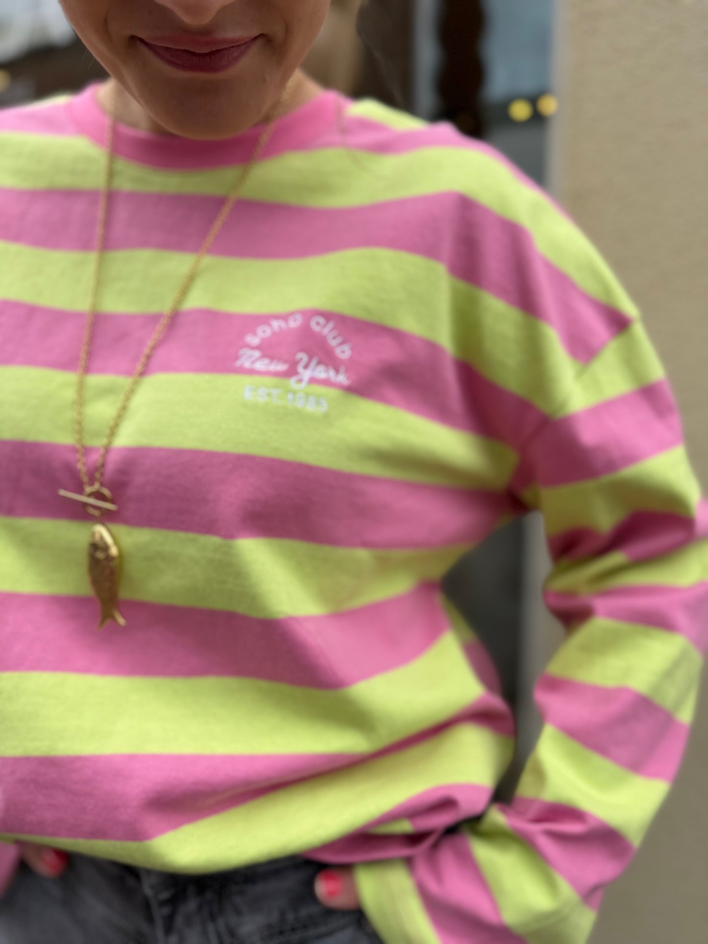 Longsleeve Soho Club Lime Roze