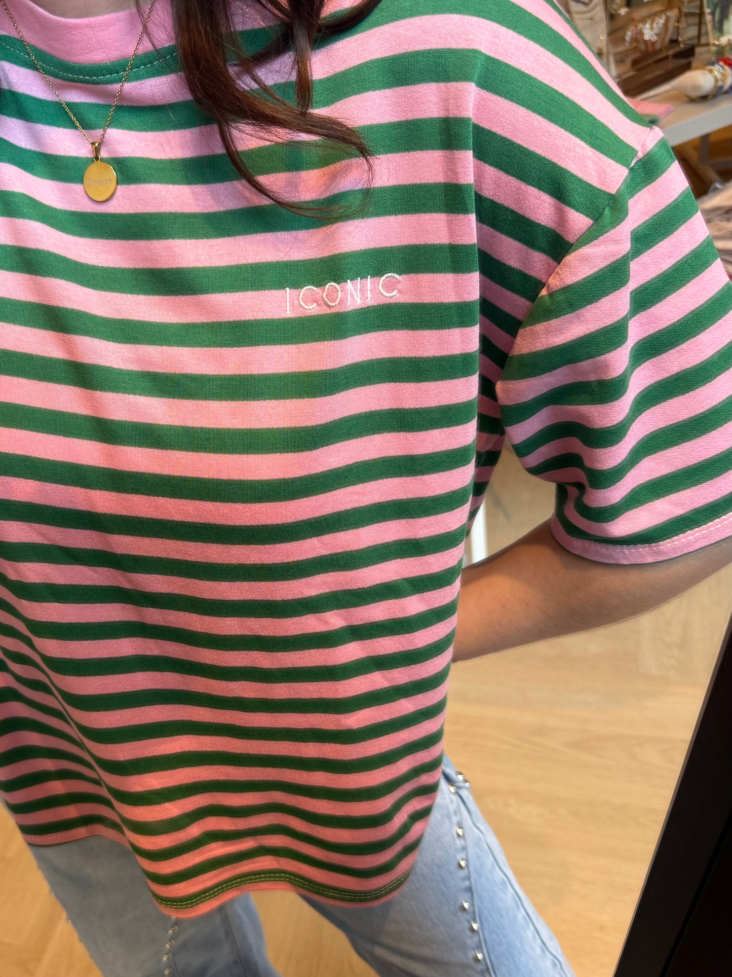 T-shirt Iconic Roze Groen