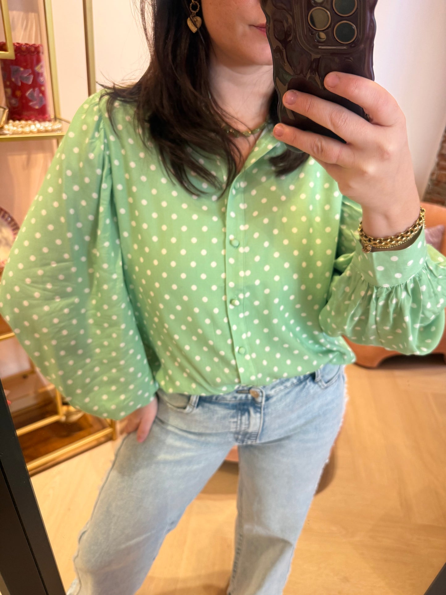 Blouse Kelly Groen Stip