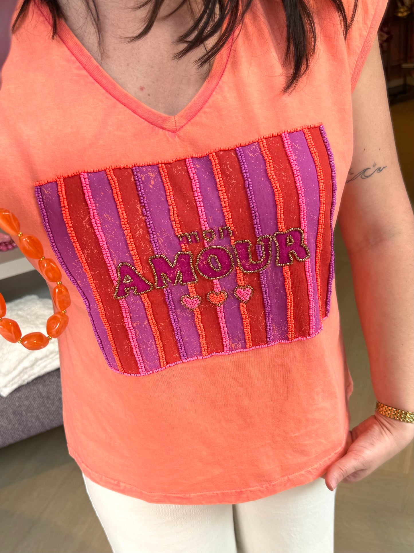 Oranje t-shirt Mon Amour