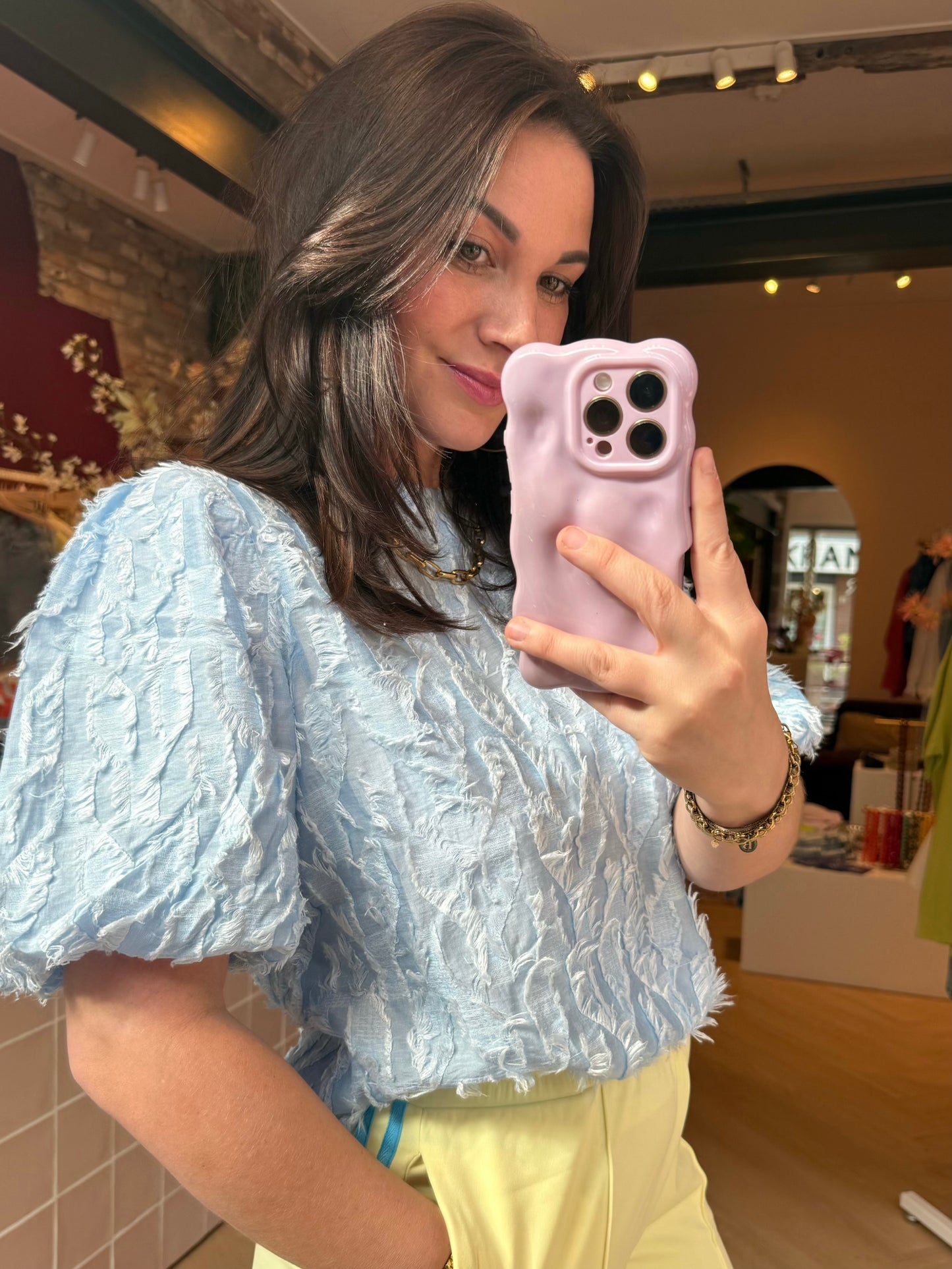 Lichtblauwe Top Rosie