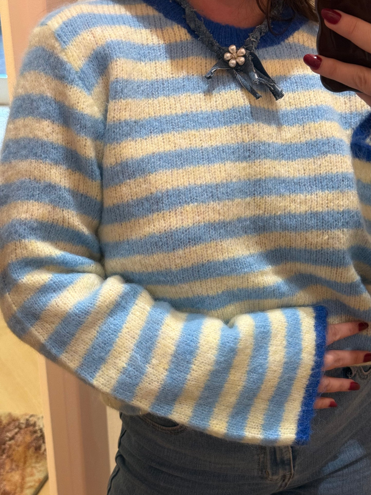 DAGDEAL 💖 Trui Anna Stripe Blauw Geel