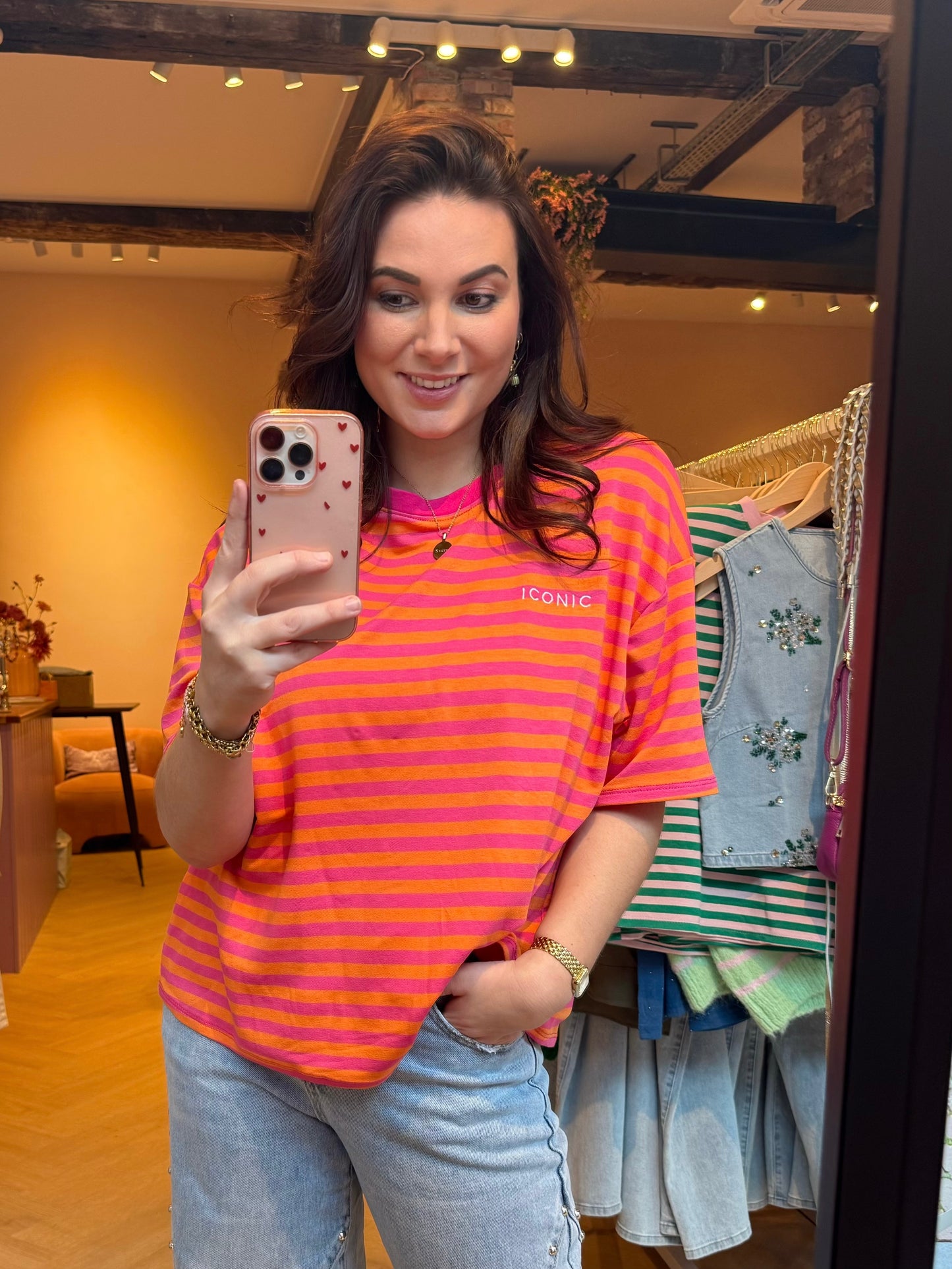 T-shirt Iconic Roze Oranje