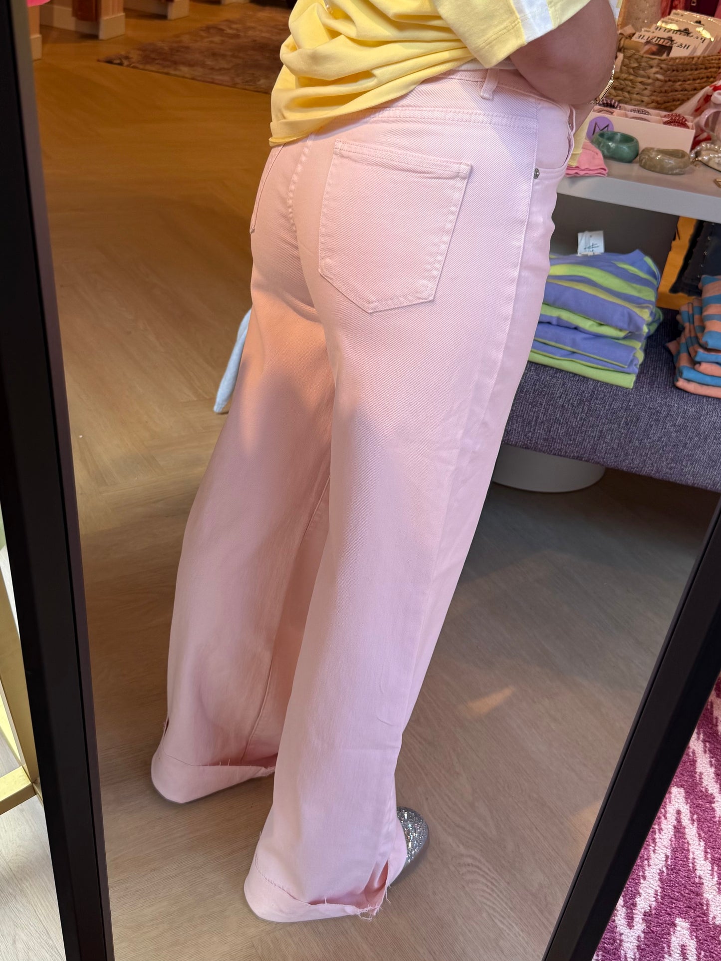 Lichtroze extra long jeans Lisa
