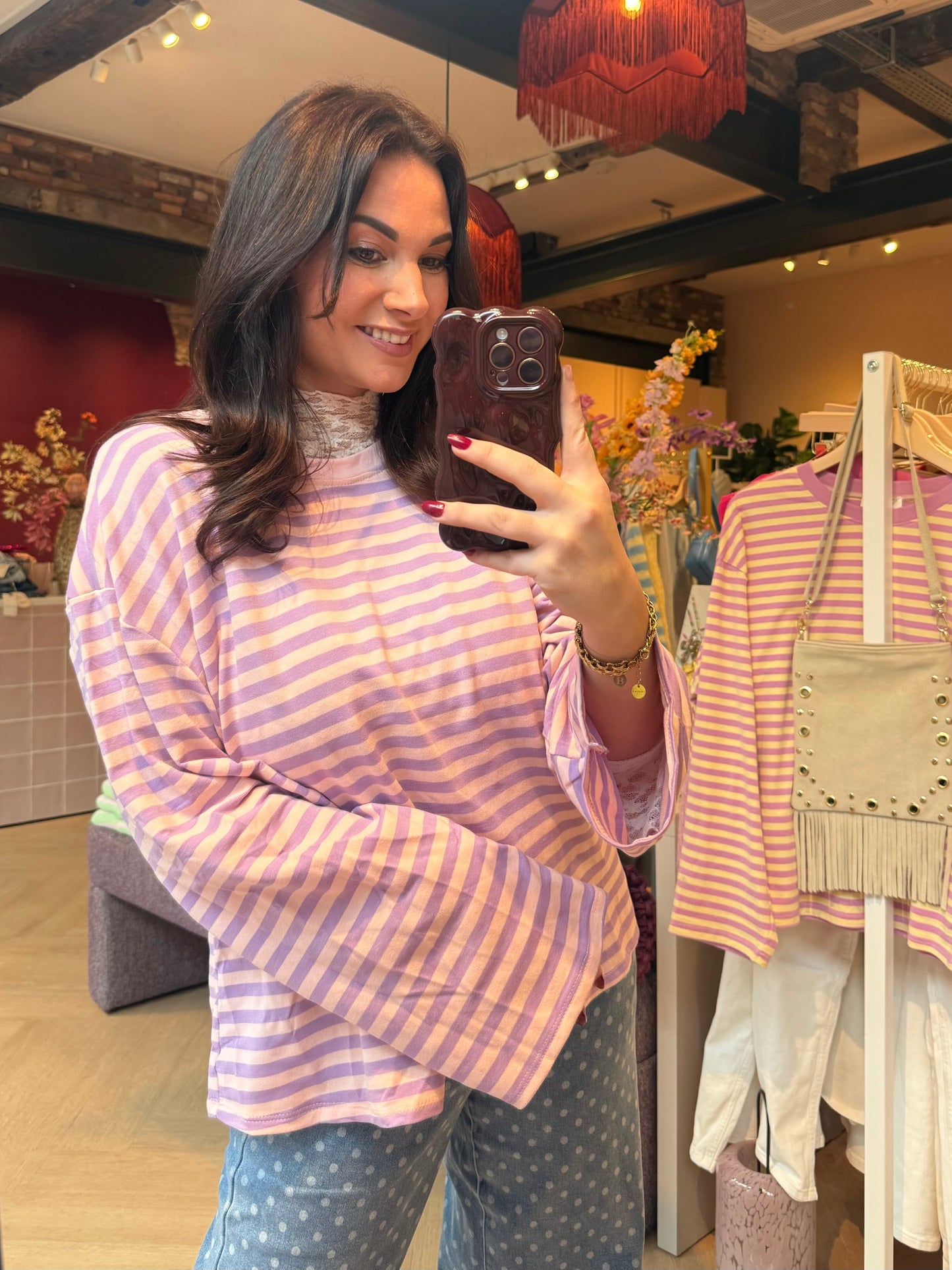 Longsleeve Mint Lila Licht Roze