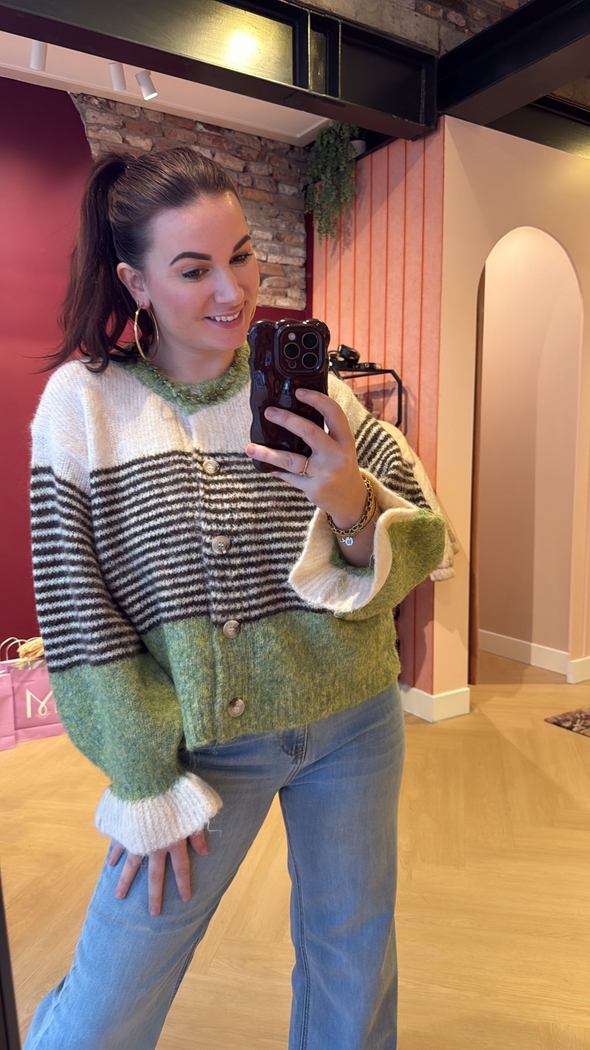 Vest Amber Groen Bruin