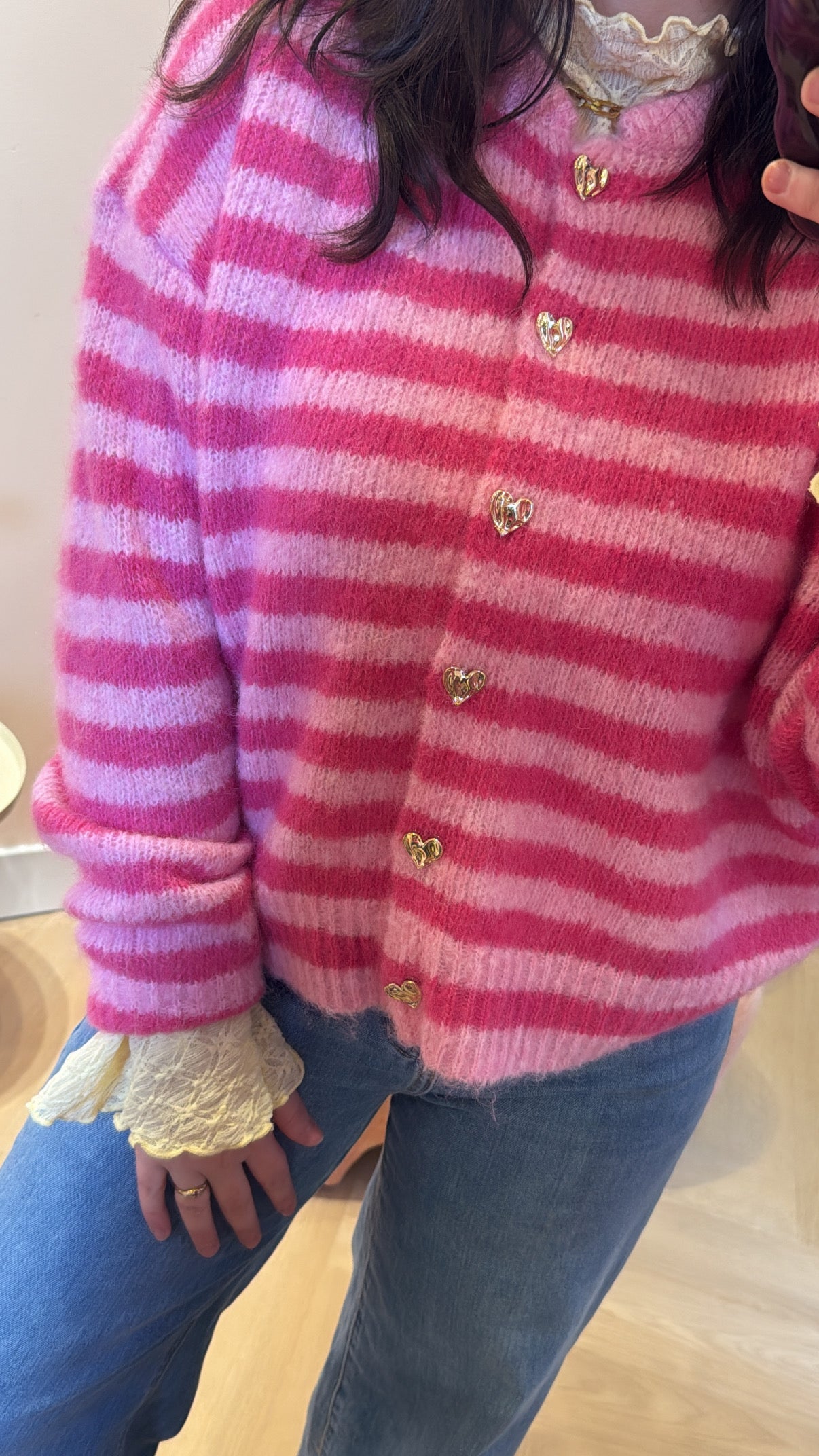 Vest Veerle Roze Stripe