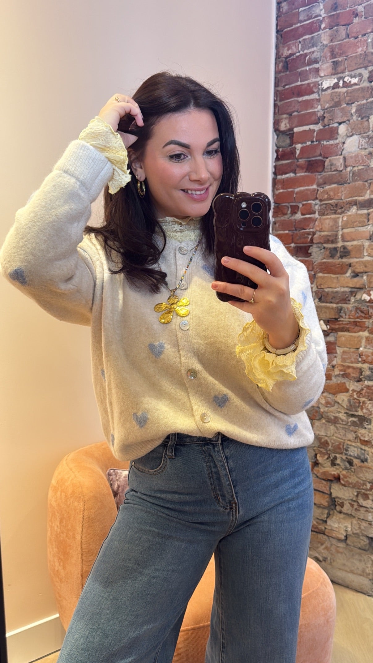 Vest Lynn Blauw Hartjes