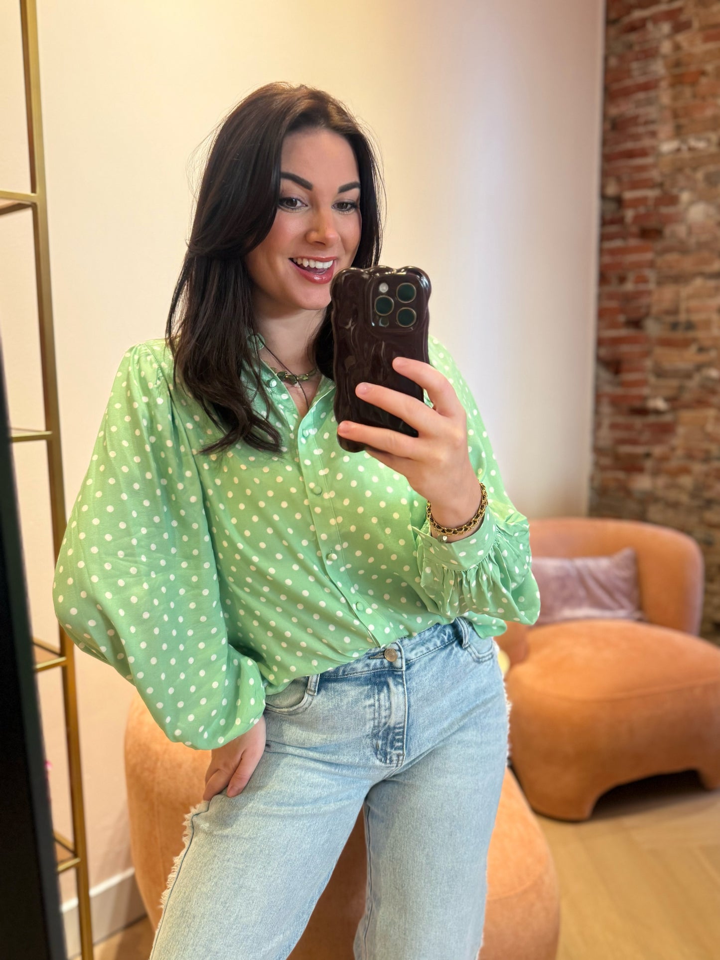 Blouse Kelly Groen Stip