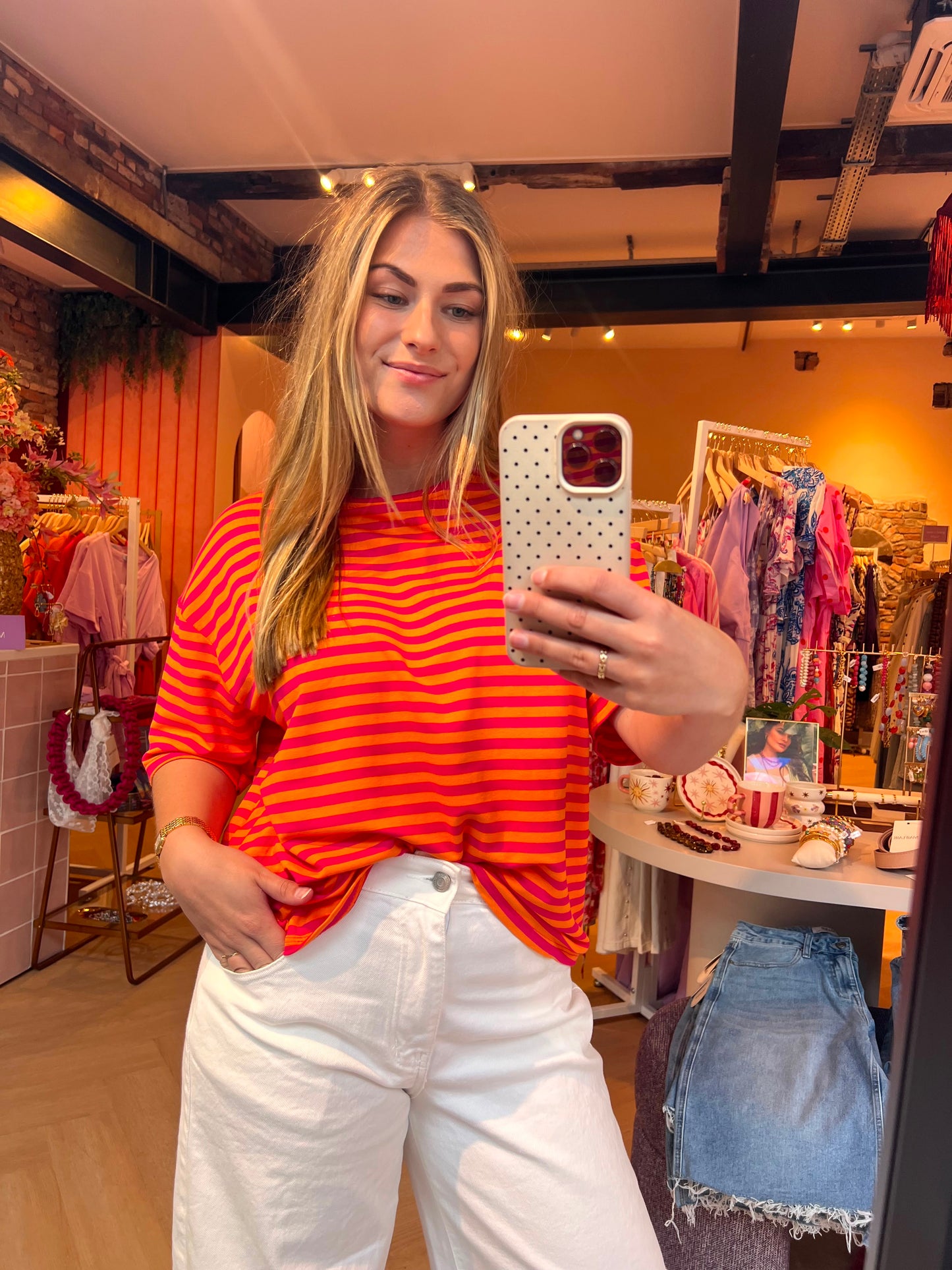 T-shirt Debby Oranje Fuchsia