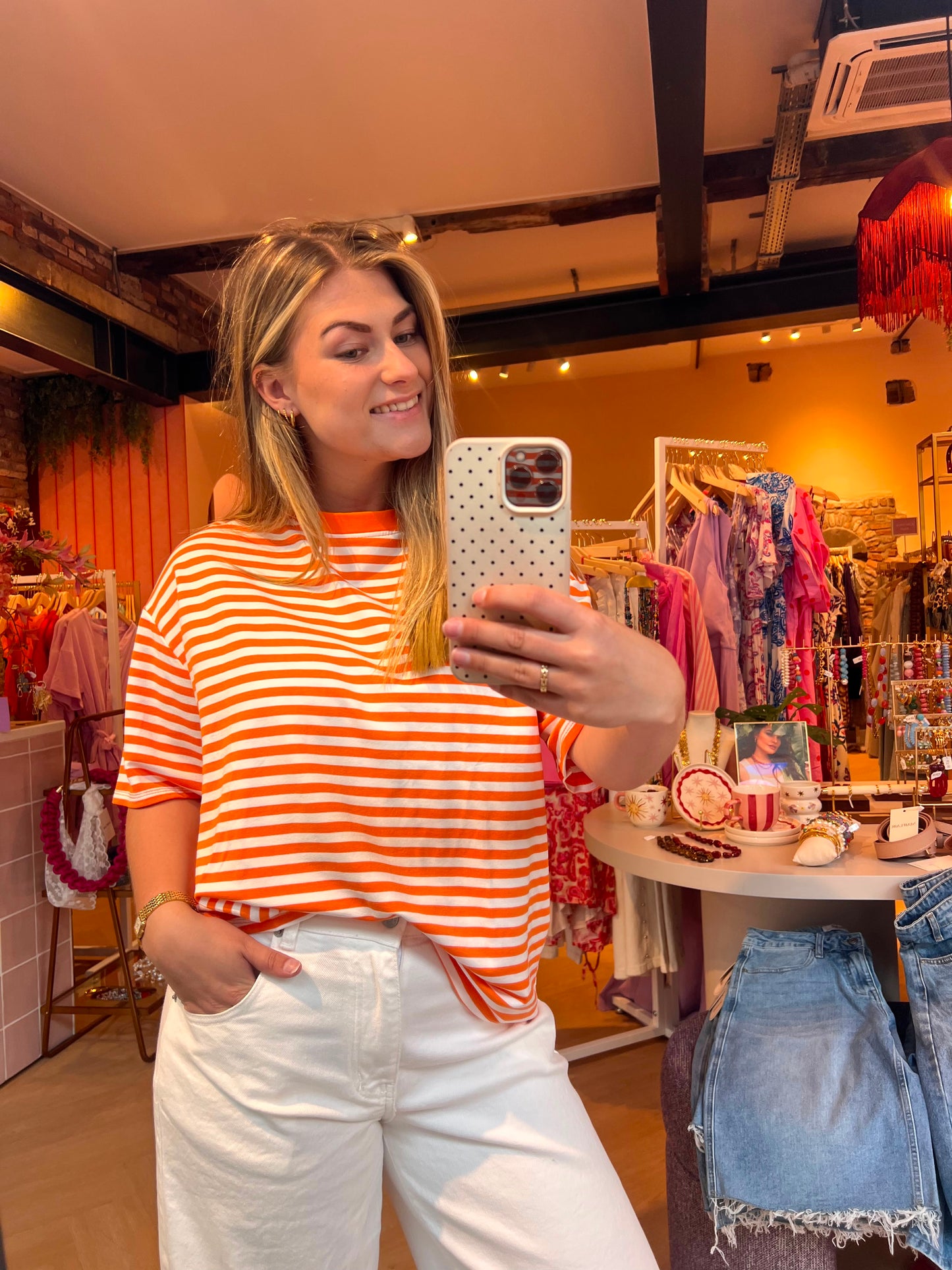 T-shirt Debby Oranje Wit