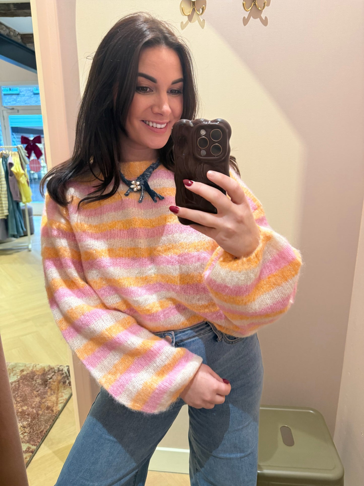 Trui Janne Oranje Beige Roze