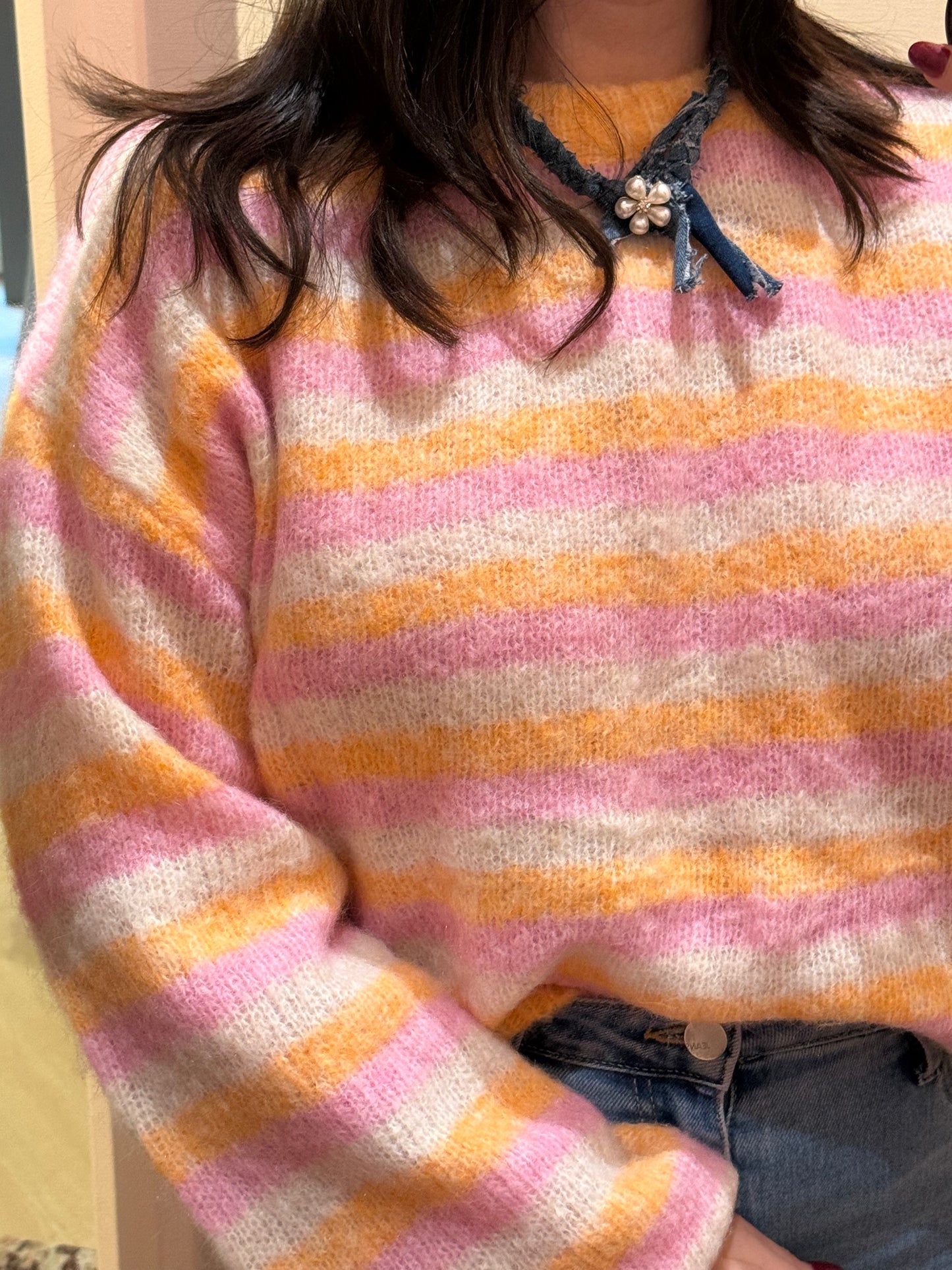 Trui Janne Oranje Beige Roze