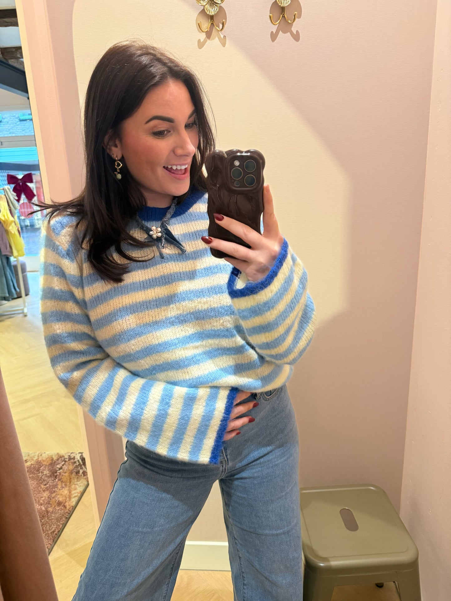 DAGDEAL 💖 Trui Anna Stripe Blauw Geel